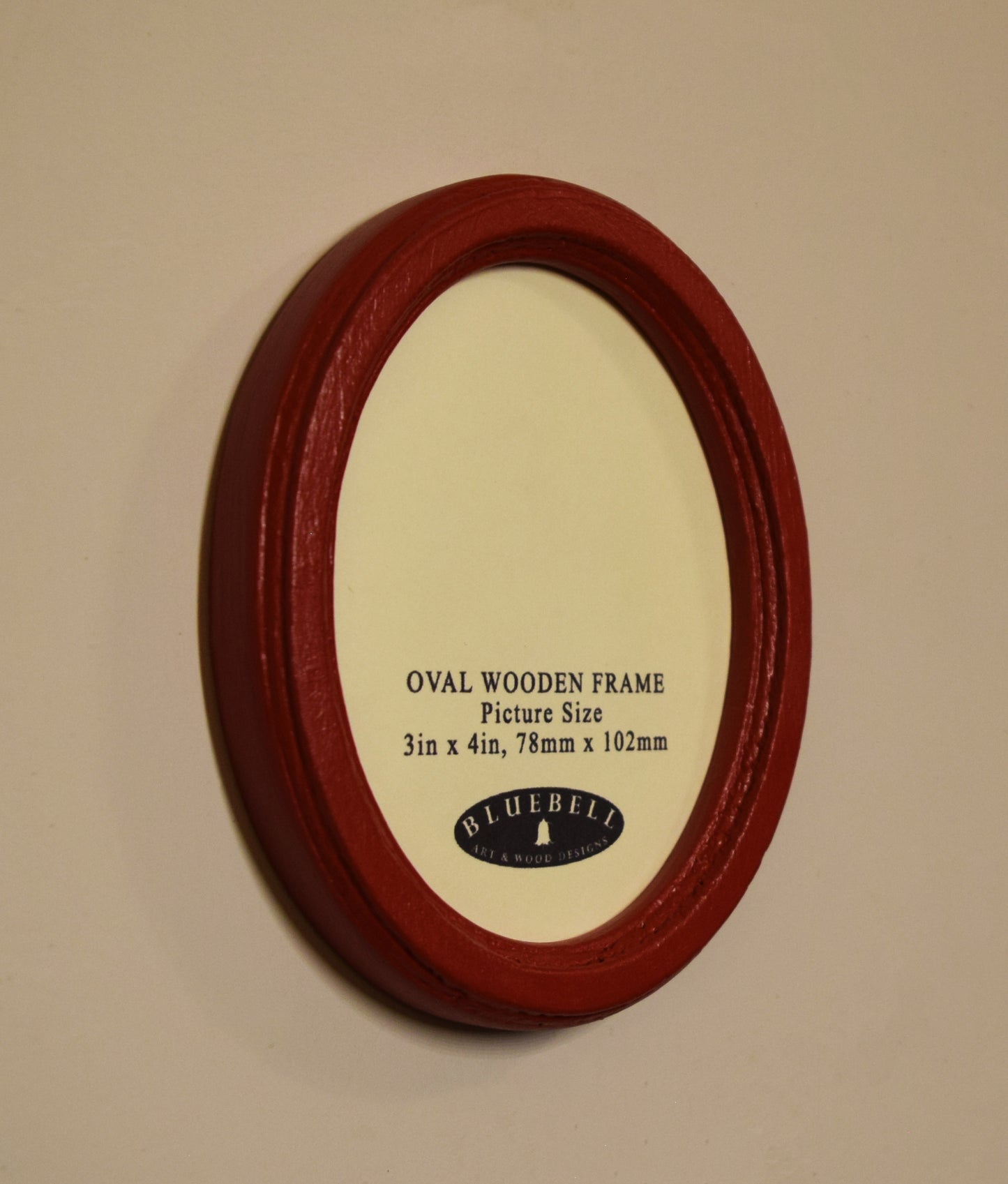 Red 3" x 4" Oval Handmade Wooden Photo Picture Frame