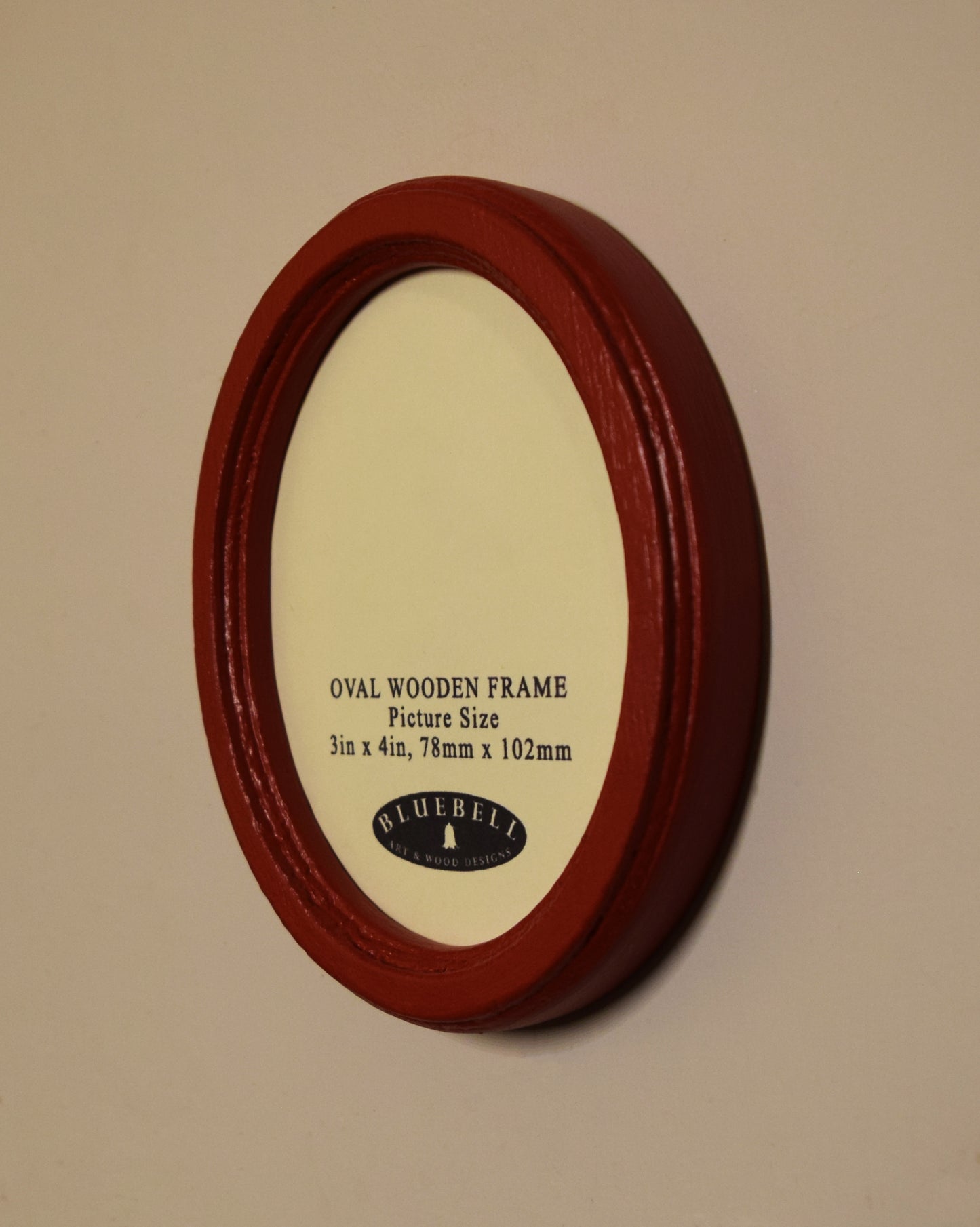 Red 3" x 4" Oval Handmade Wooden Photo Picture Frame