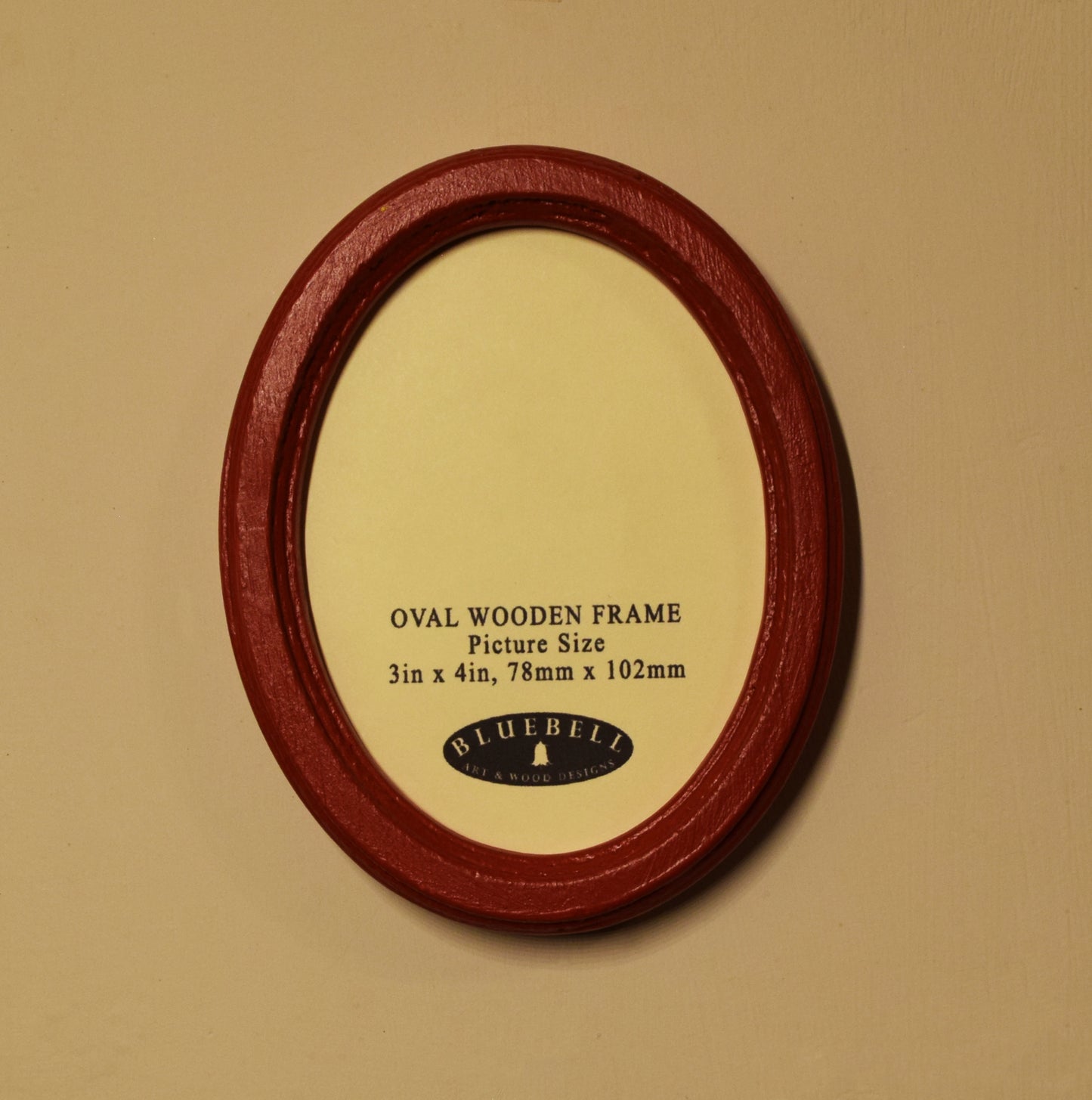 Red 3" x 4" Oval Handmade Wooden Photo Picture Frame