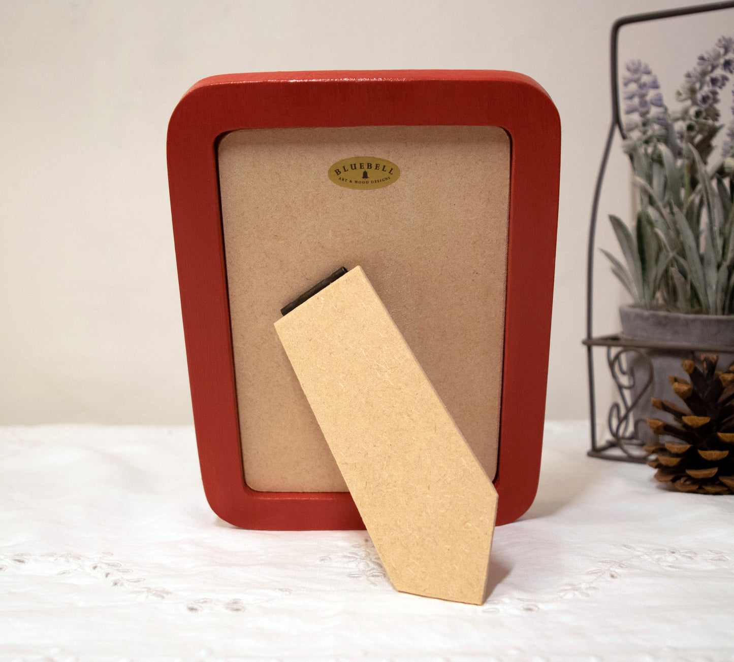 Red 4" x 6" Rectangle Roman Edged Handmade Wooden Photo Picture Frame