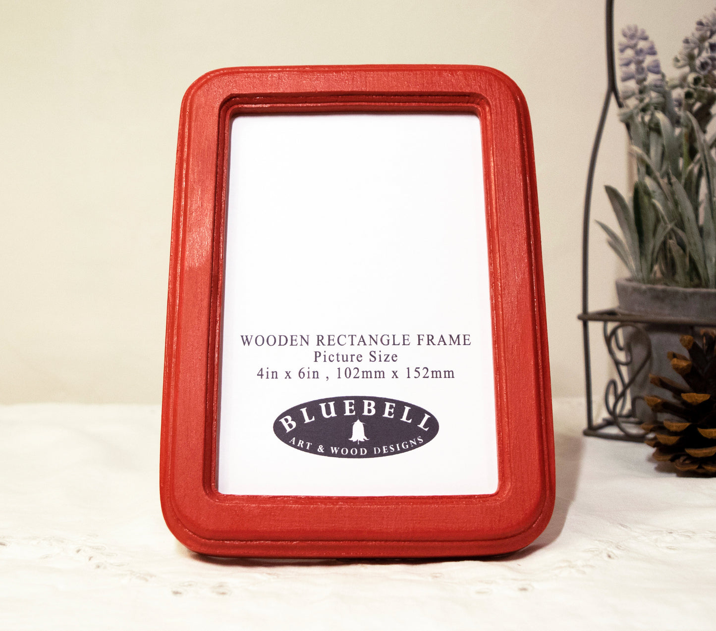 Red 4" x 6" Rectangle Roman Edged Handmade Wooden Photo Picture Frame