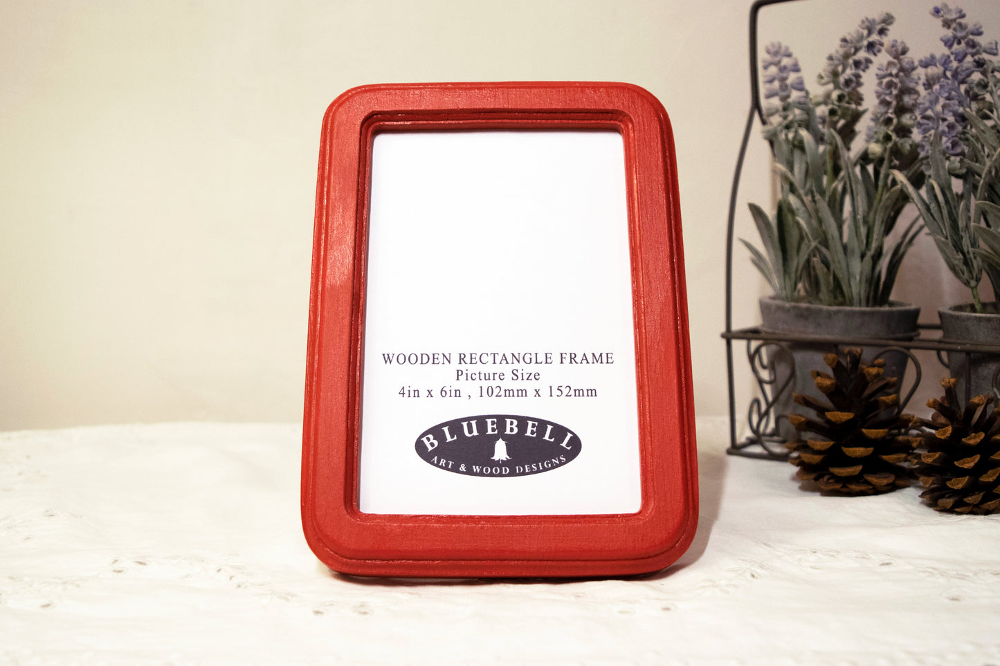 Red 4" x 6" Rectangle Roman Edged Handmade Wooden Photo Picture Frame