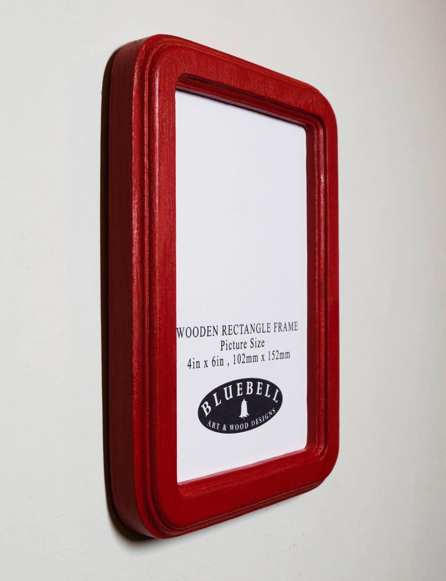 Red 4" x 6" Rectangle Roman Edged Handmade Wooden Photo Picture Frame