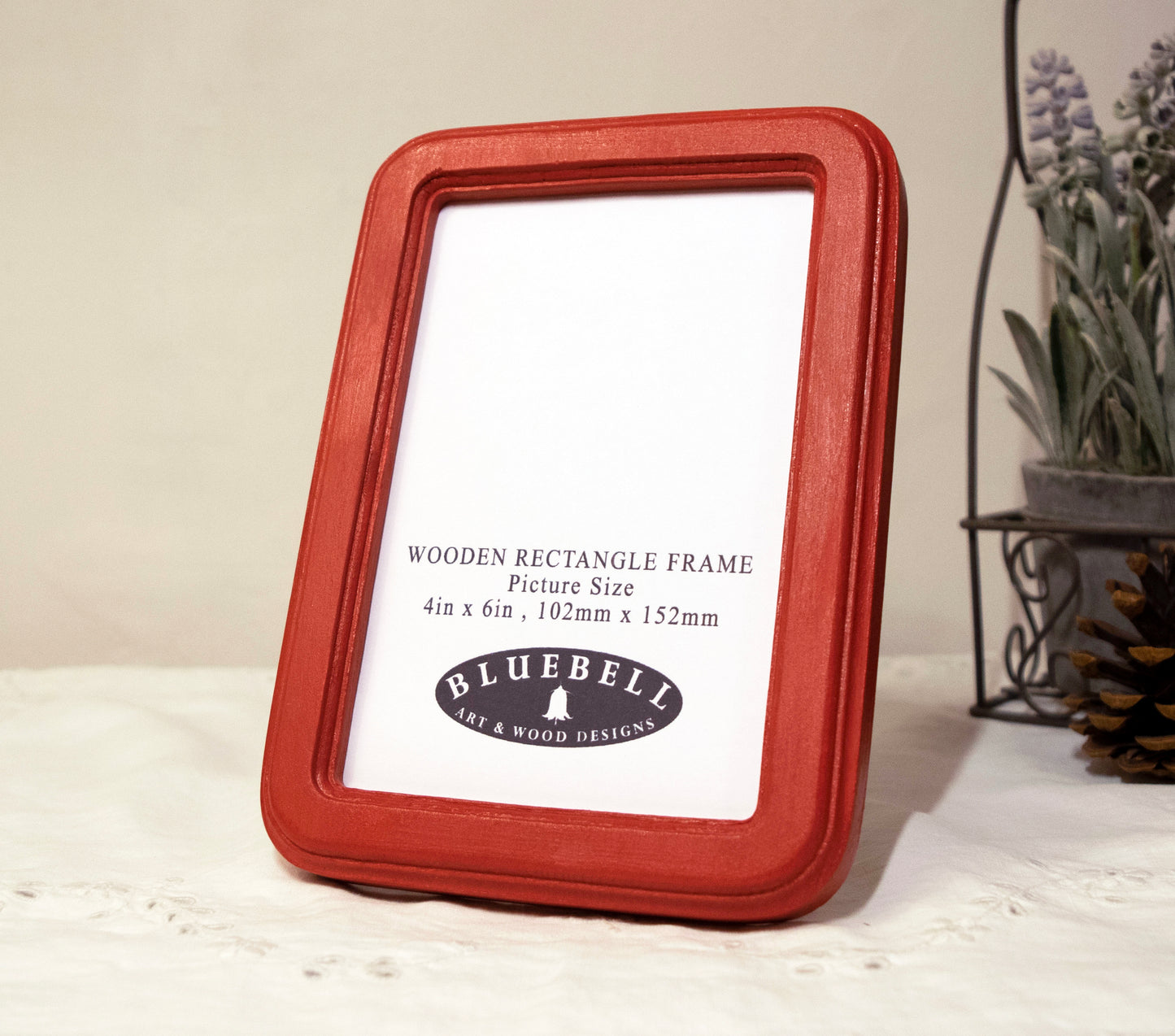 Red 4" x 6" Rectangle Roman Edged Handmade Wooden Photo Picture Frame