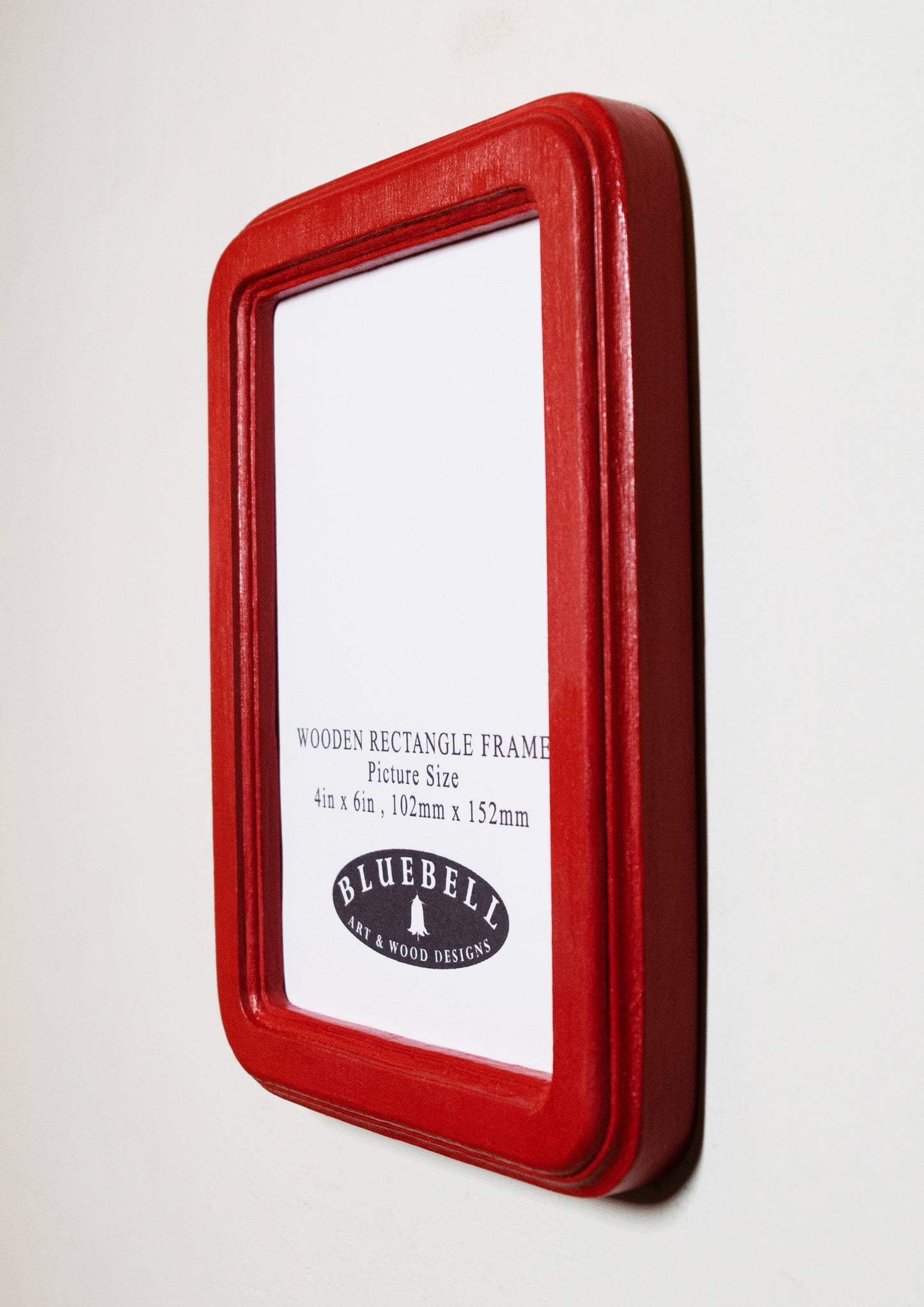 Red 4" x 6" Rectangle Roman Edged Handmade Wooden Photo Picture Frame