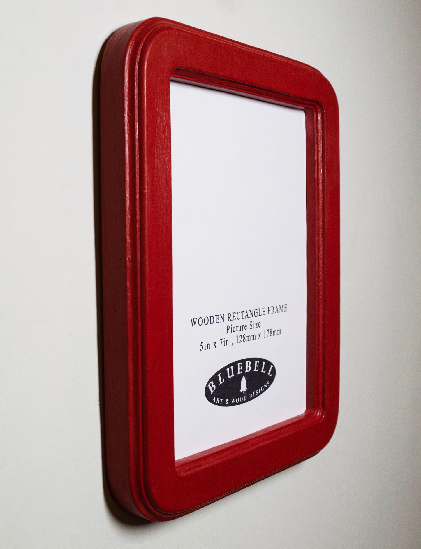 Red 5" x 7" Rectangle Roman Edged Handmade Wooden Photo Picture Frame