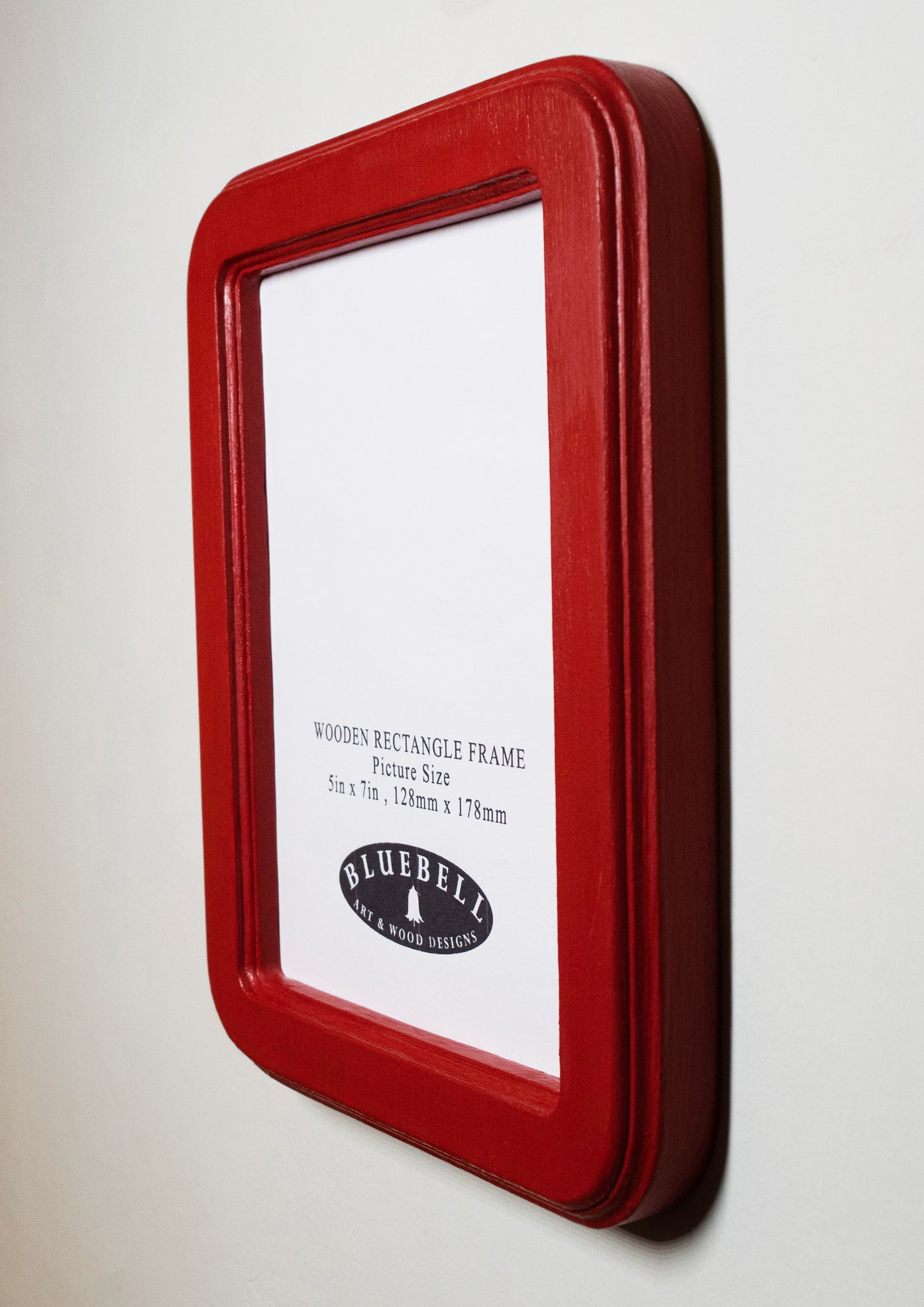 Red 5" x 7" Rectangle Roman Edged Handmade Wooden Photo Picture Frame