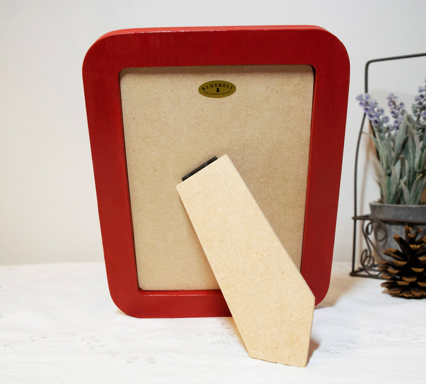 Red 5" x 7" Rectangle Roman Edged Handmade Wooden Photo Picture Frame