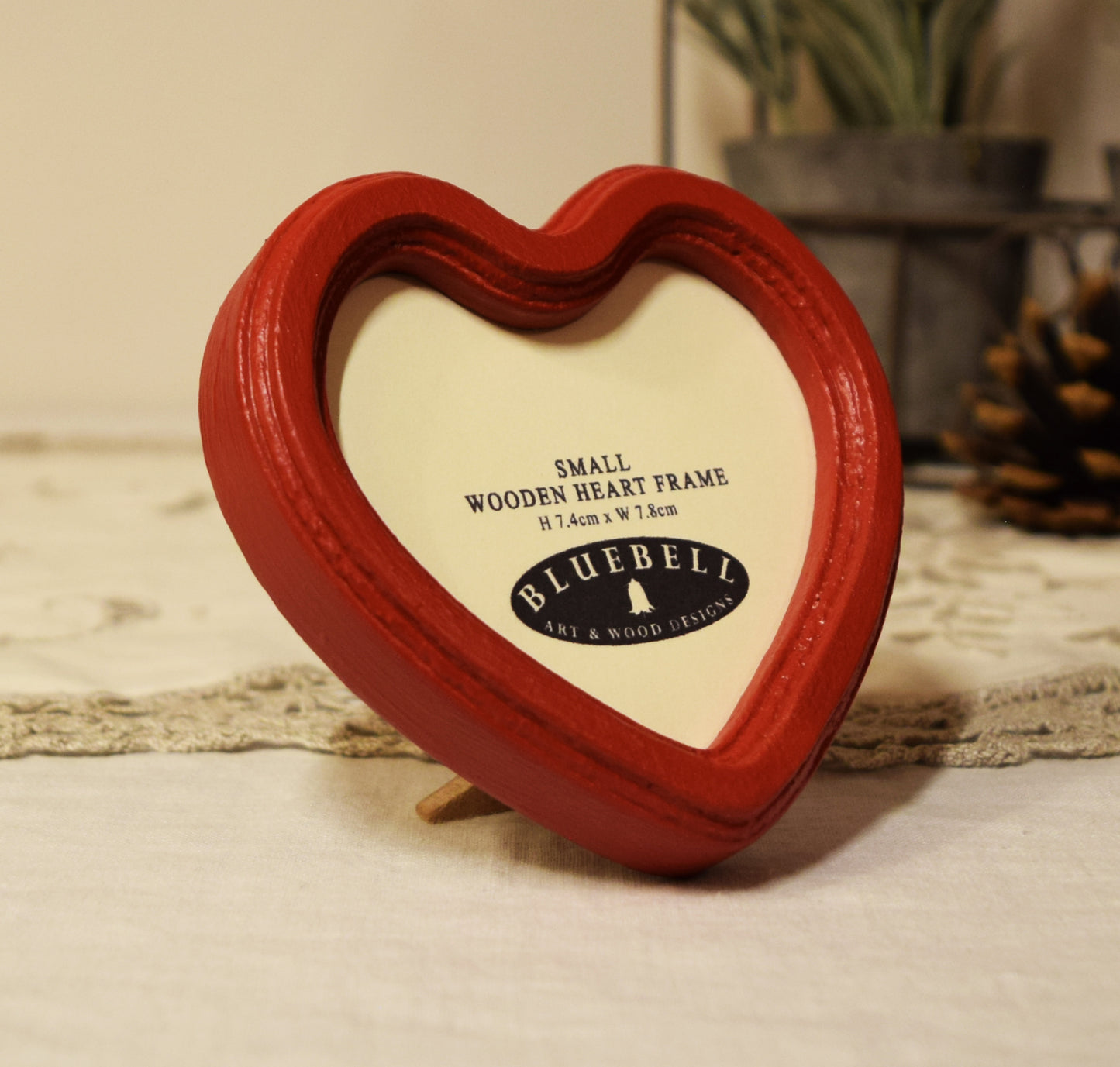 Red 3" x 3" Heart Handmade Wooden Photo Picture Frame
