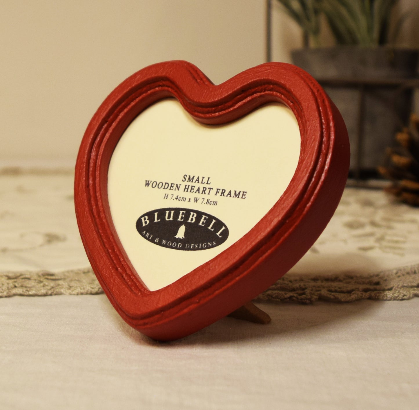 Red 3" x 3" Heart Handmade Wooden Photo Picture Frame