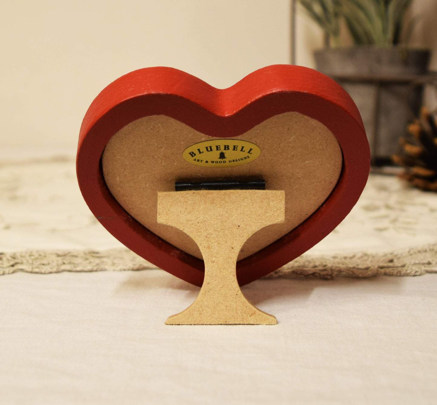 Red 3" x 3" Heart Handmade Wooden Photo Picture Frame