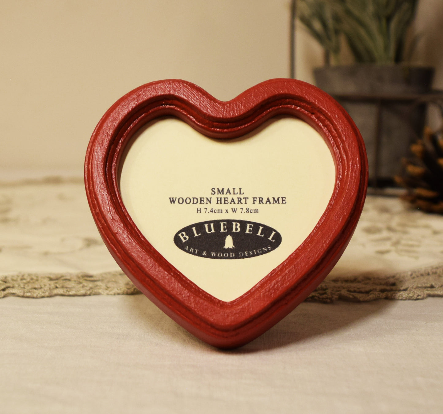 Red 3" x 3" Heart Handmade Wooden Photo Picture Frame