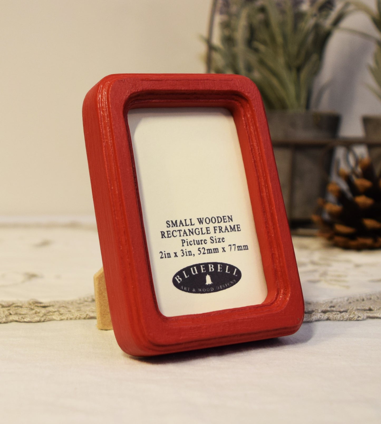 Red 2" x 3" Rectangle Handmade Wooden Photo Picture Frame