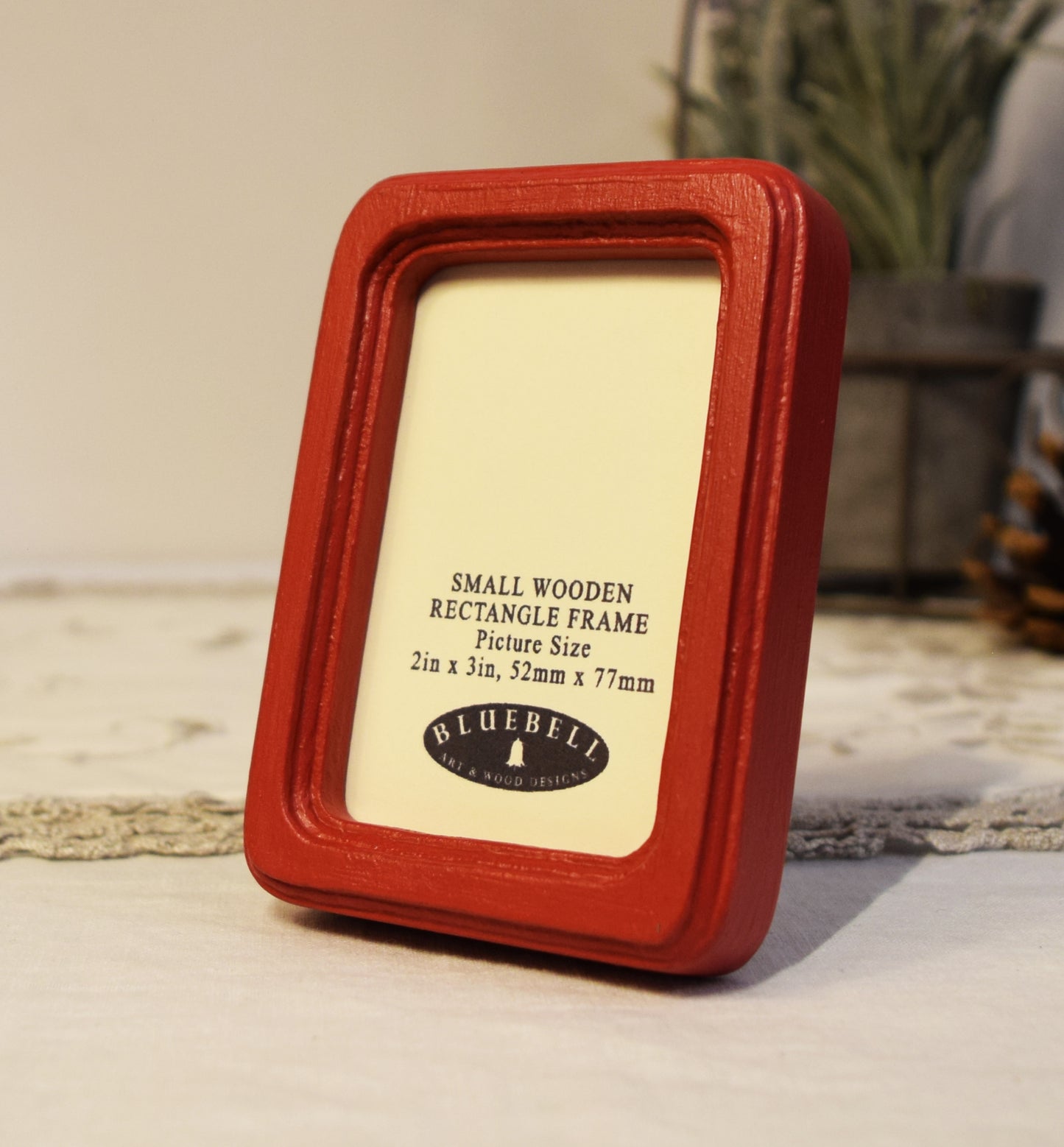 Red 2" x 3" Rectangle Handmade Wooden Photo Picture Frame