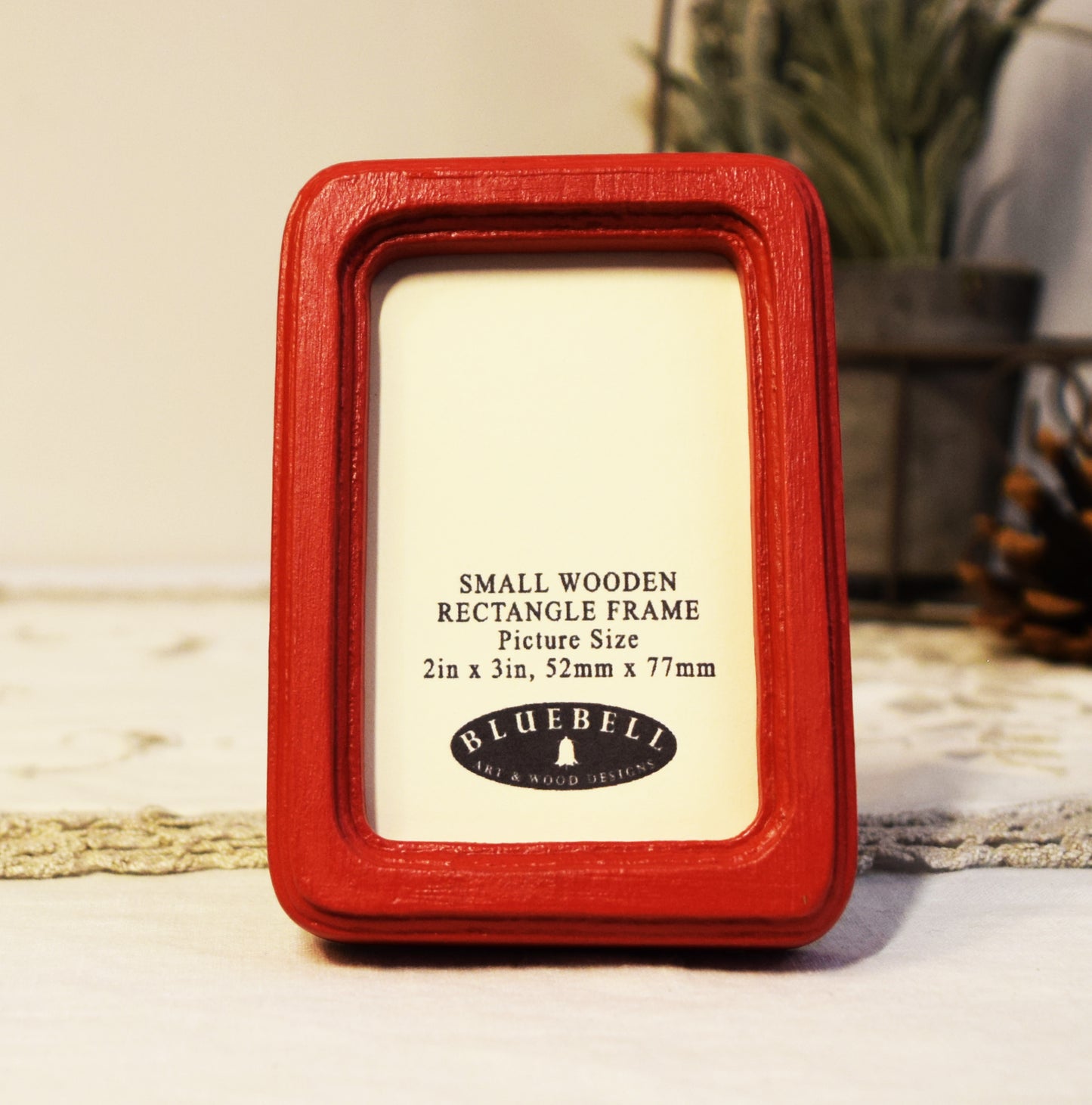 Red 2" x 3" Rectangle Handmade Wooden Photo Picture Frame