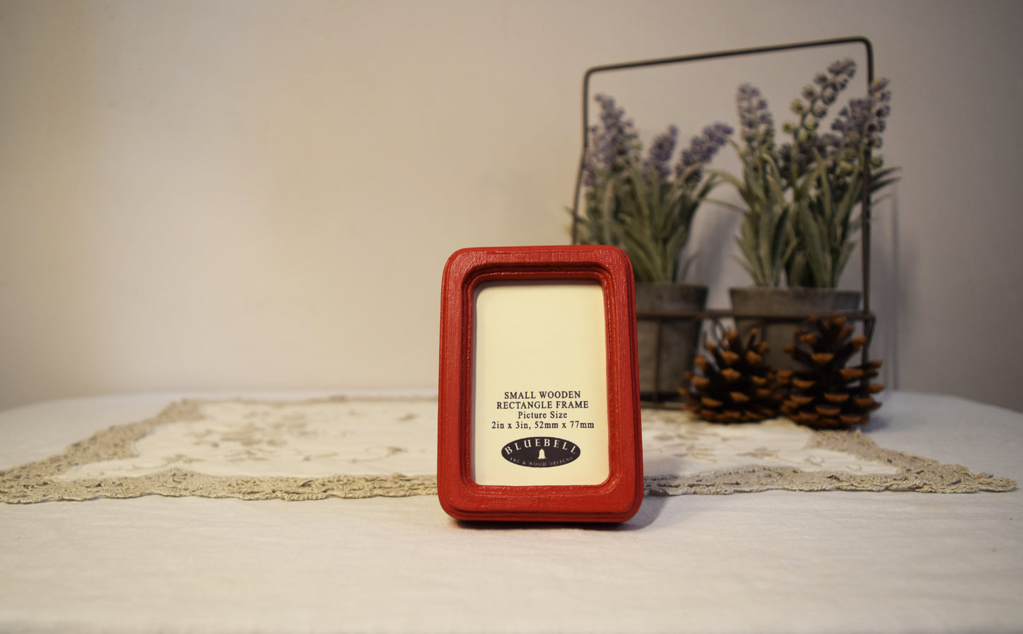 Red 2" x 3" Rectangle Handmade Wooden Photo Picture Frame