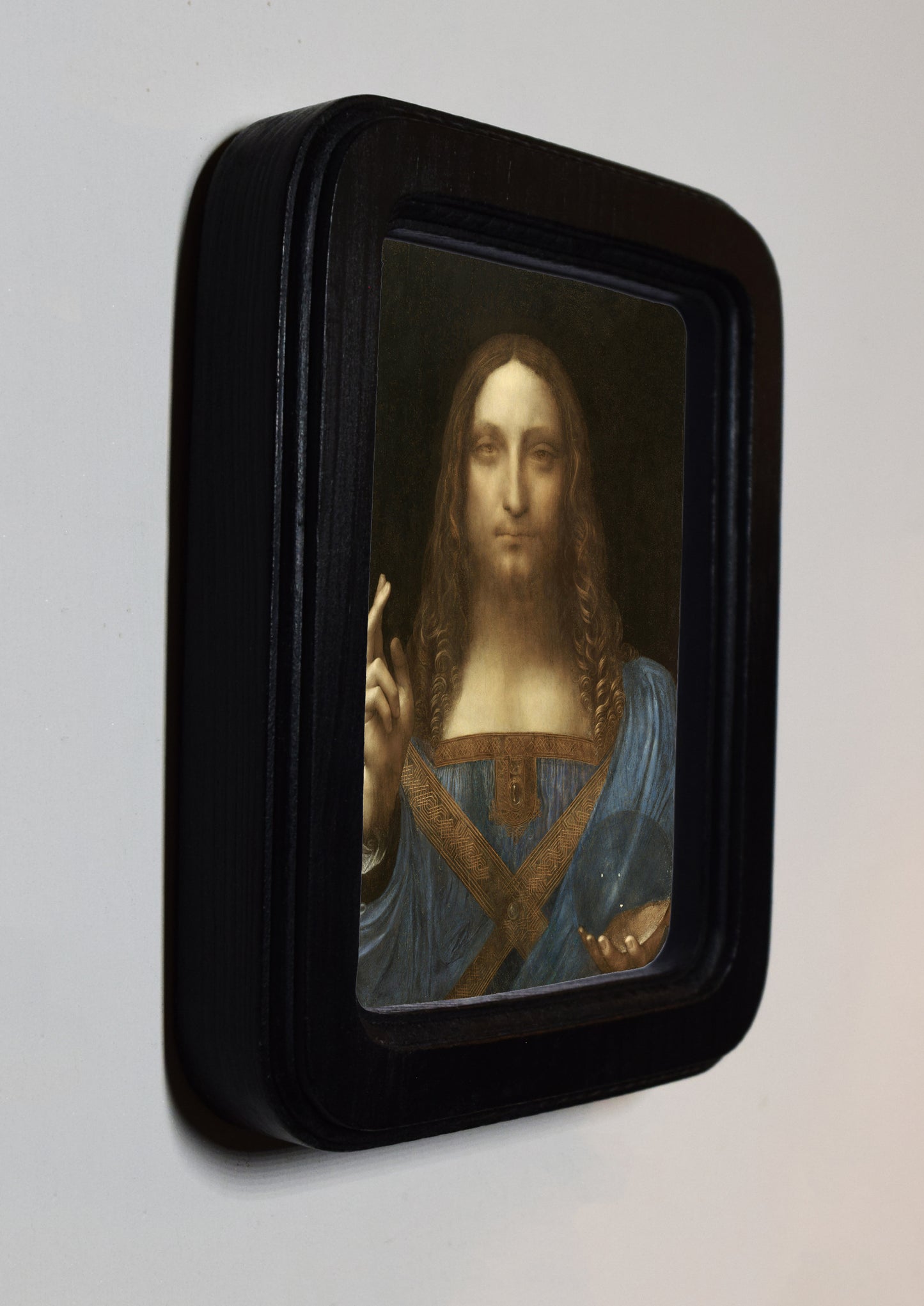 Salvator Mundi (Leonardo) Leonardo da Vinci c. 1499–1510 4" x 6" Rectangle Roman Edged Wooden Framed Classic Art Print