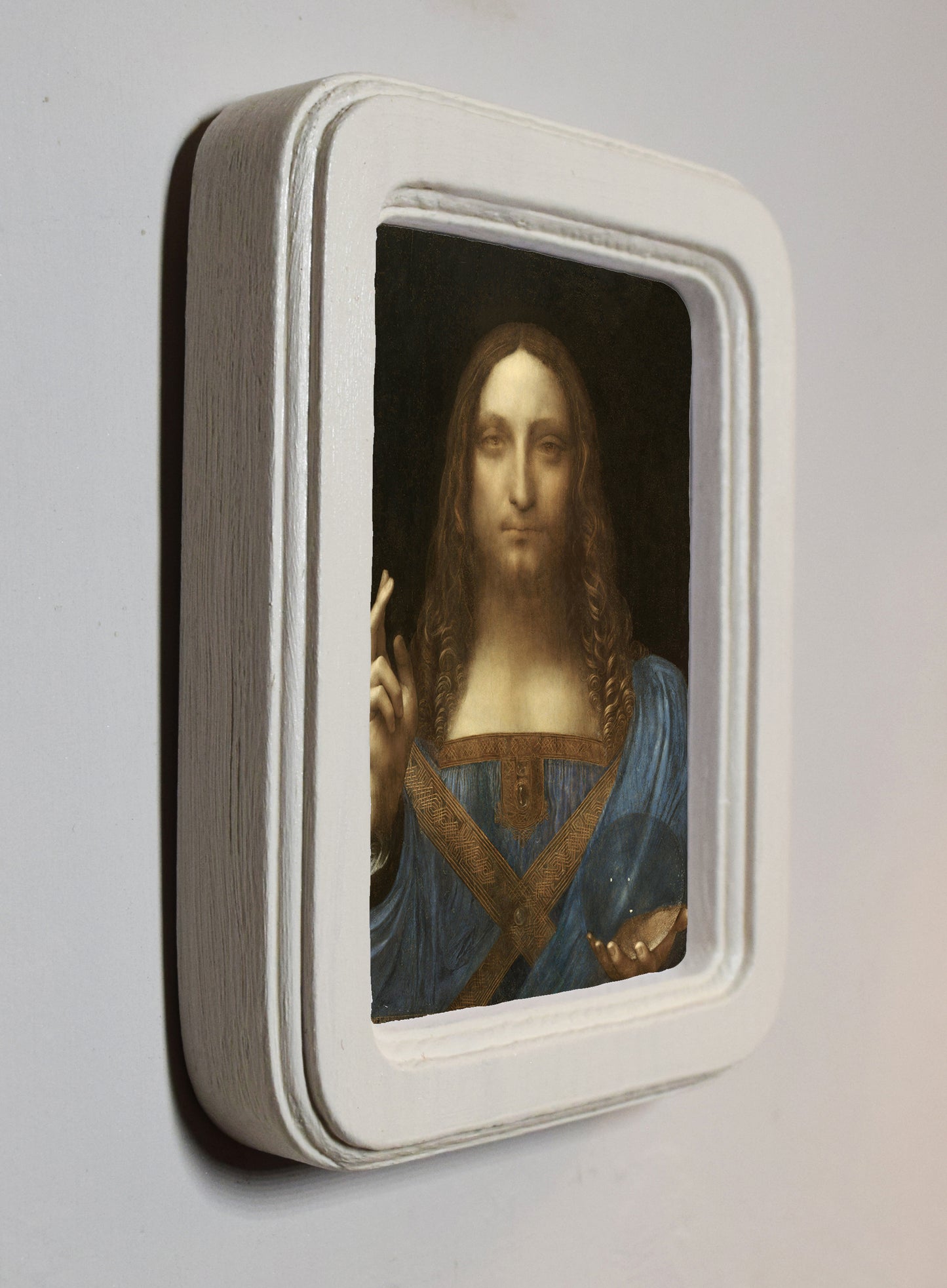 Salvator Mundi (Leonardo) Leonardo da Vinci c. 1499–1510 4" x 6" Rectangle Roman Edged Wooden Framed Classic Art Print