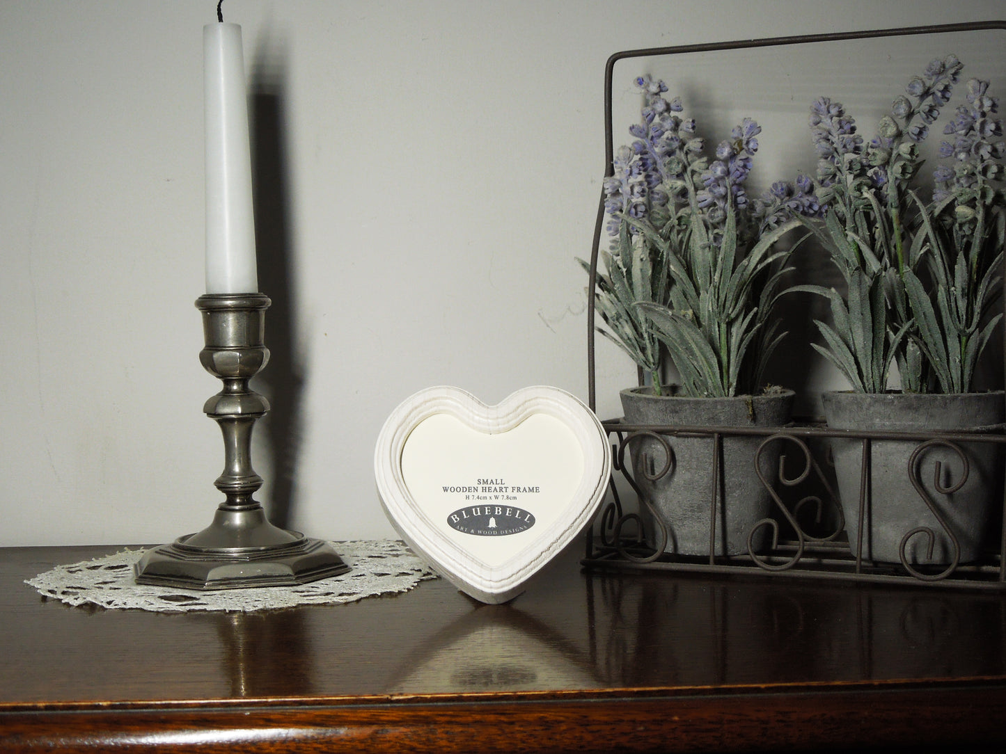 White 3" x 3" Heart Handmade Wooden Photo Picture Frame