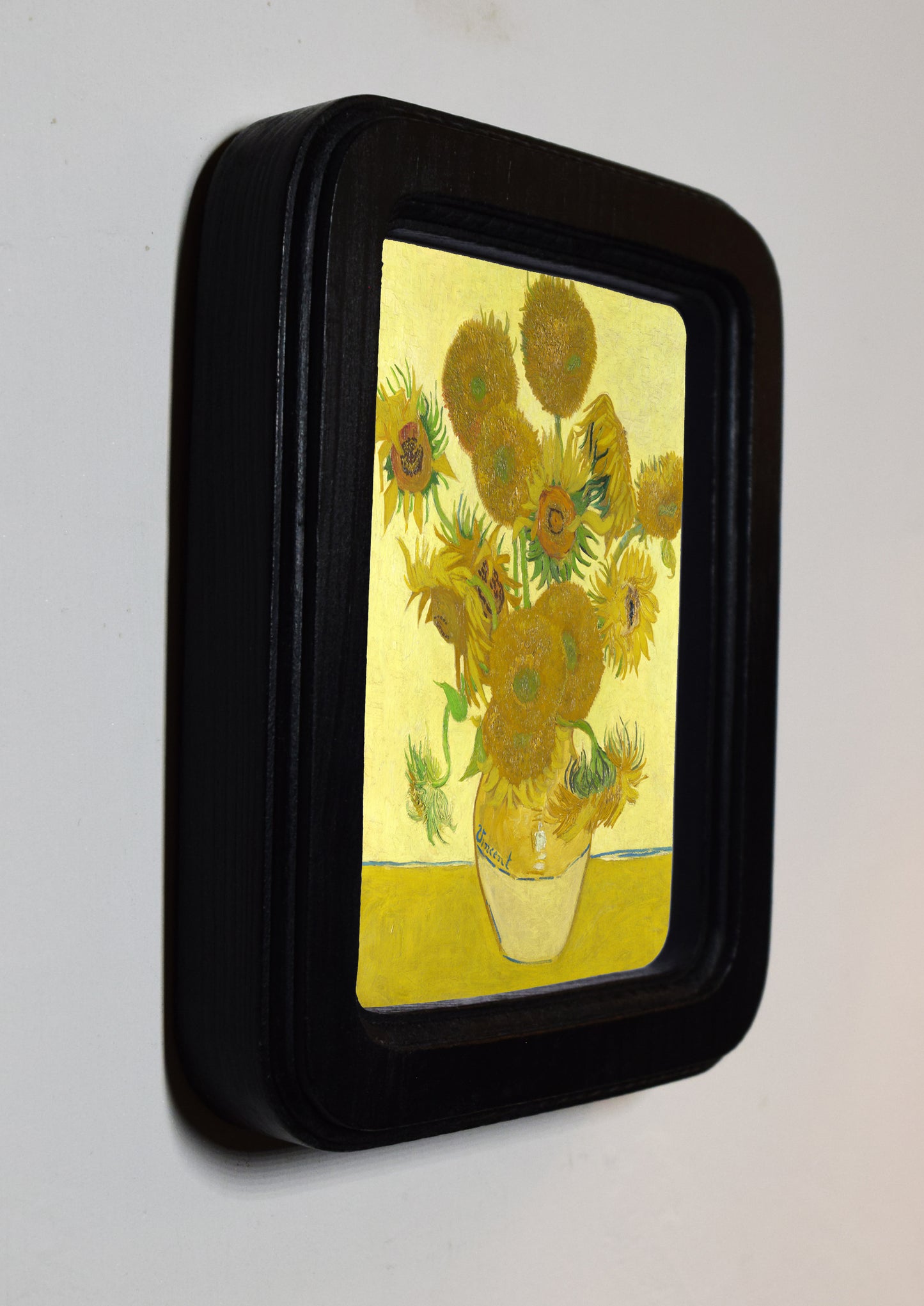 Sunflowers Vincent van Gogh 1888 4" x 6" Rectangle Roman Edged Wooden Framed Classic Art Print