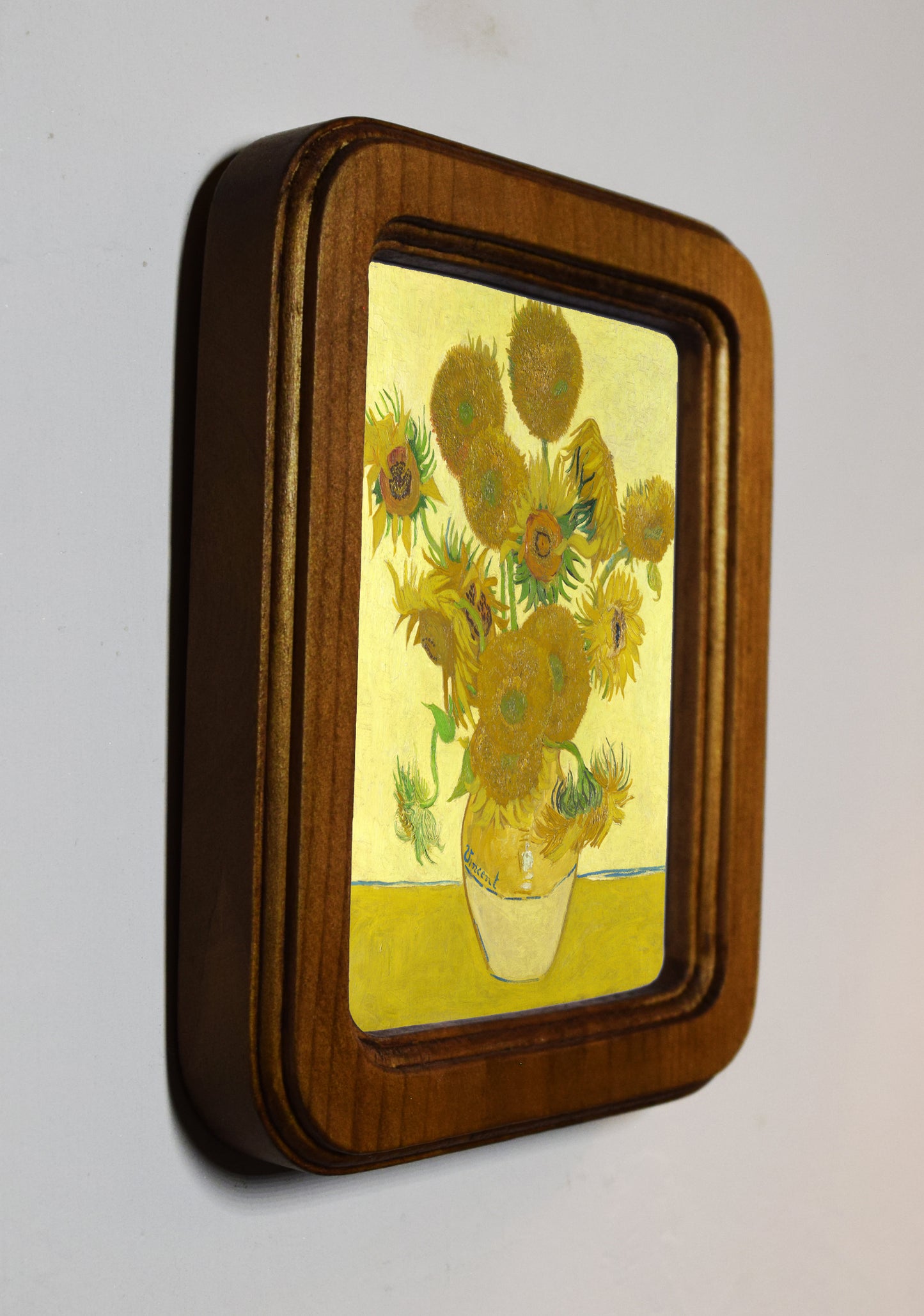Sunflowers Vincent van Gogh 1888 4" x 6" Rectangle Roman Edged Wooden Framed Classic Art Print