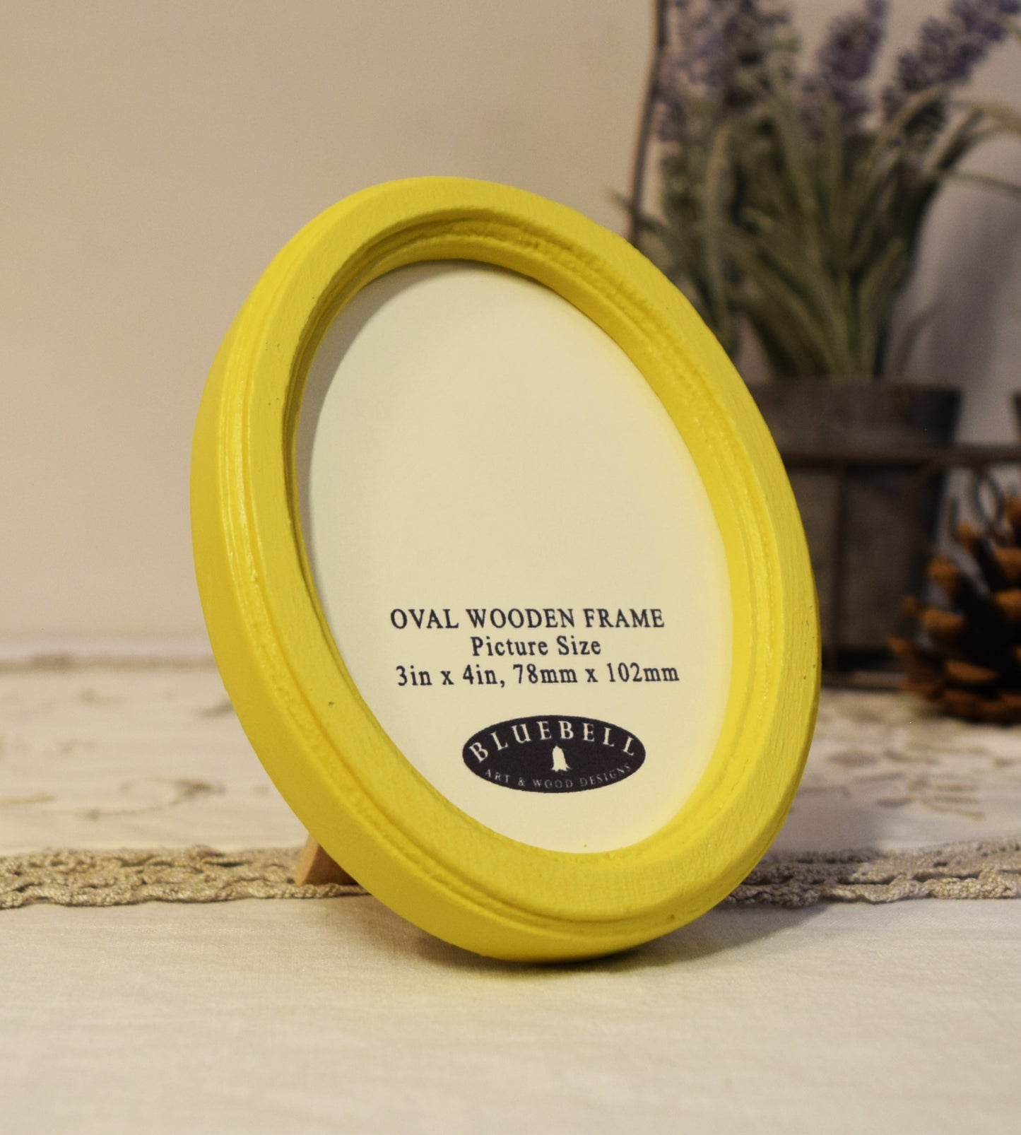 Yellow 3" x 4" Oval Handmade Wooden Photo Picture Frame