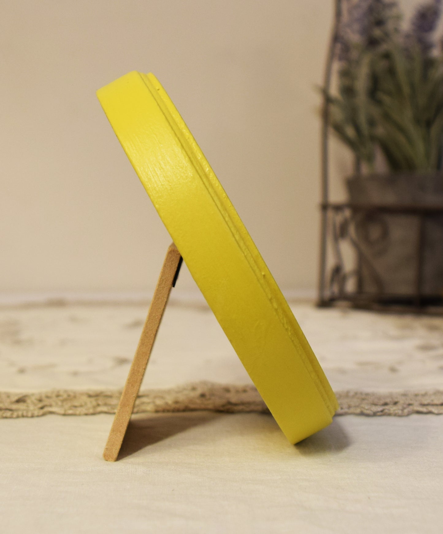 Yellow 3" x 4" Oval Handmade Wooden Photo Picture Frame