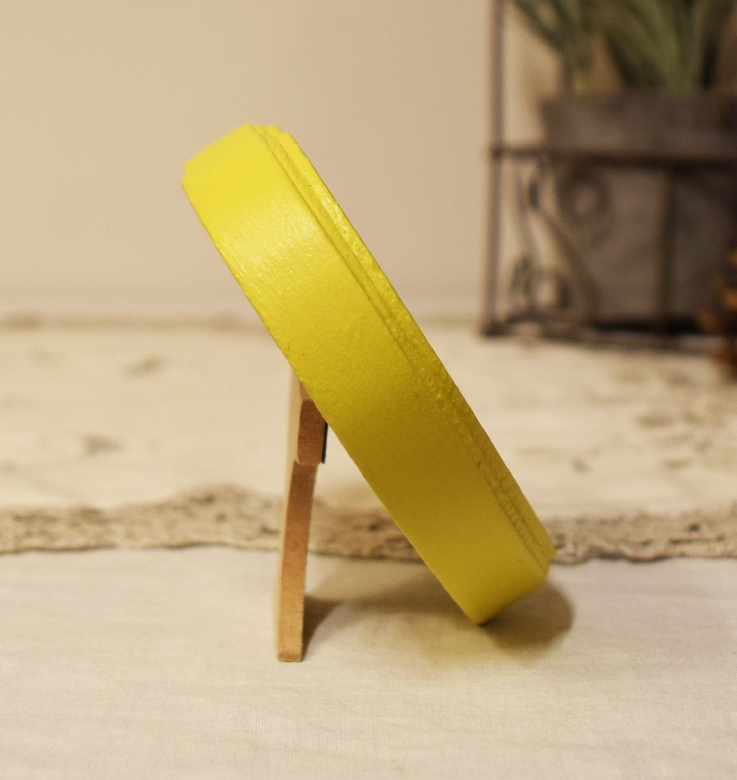 Yellow 3" x 3" Heart Handmade Wooden Photo Picture Frame