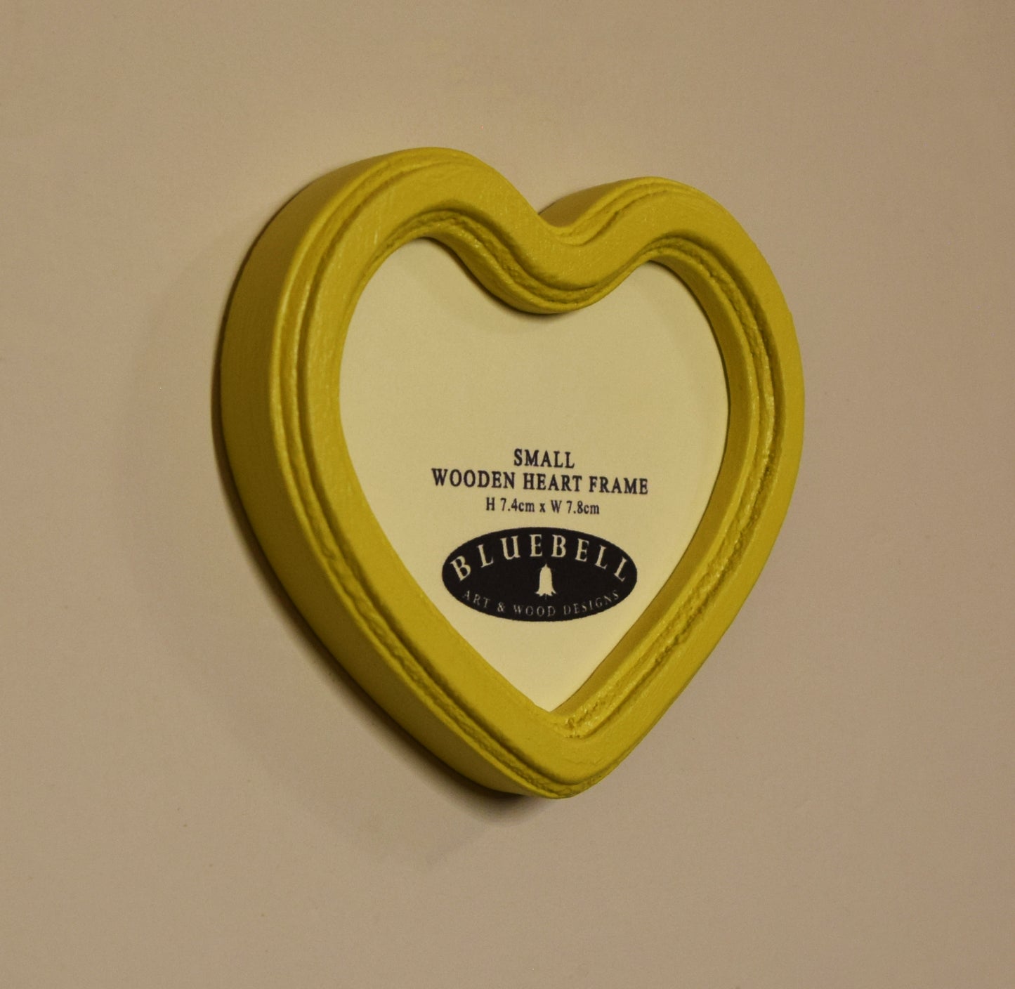 Yellow 3" x 3" Heart Handmade Wooden Photo Picture Frame