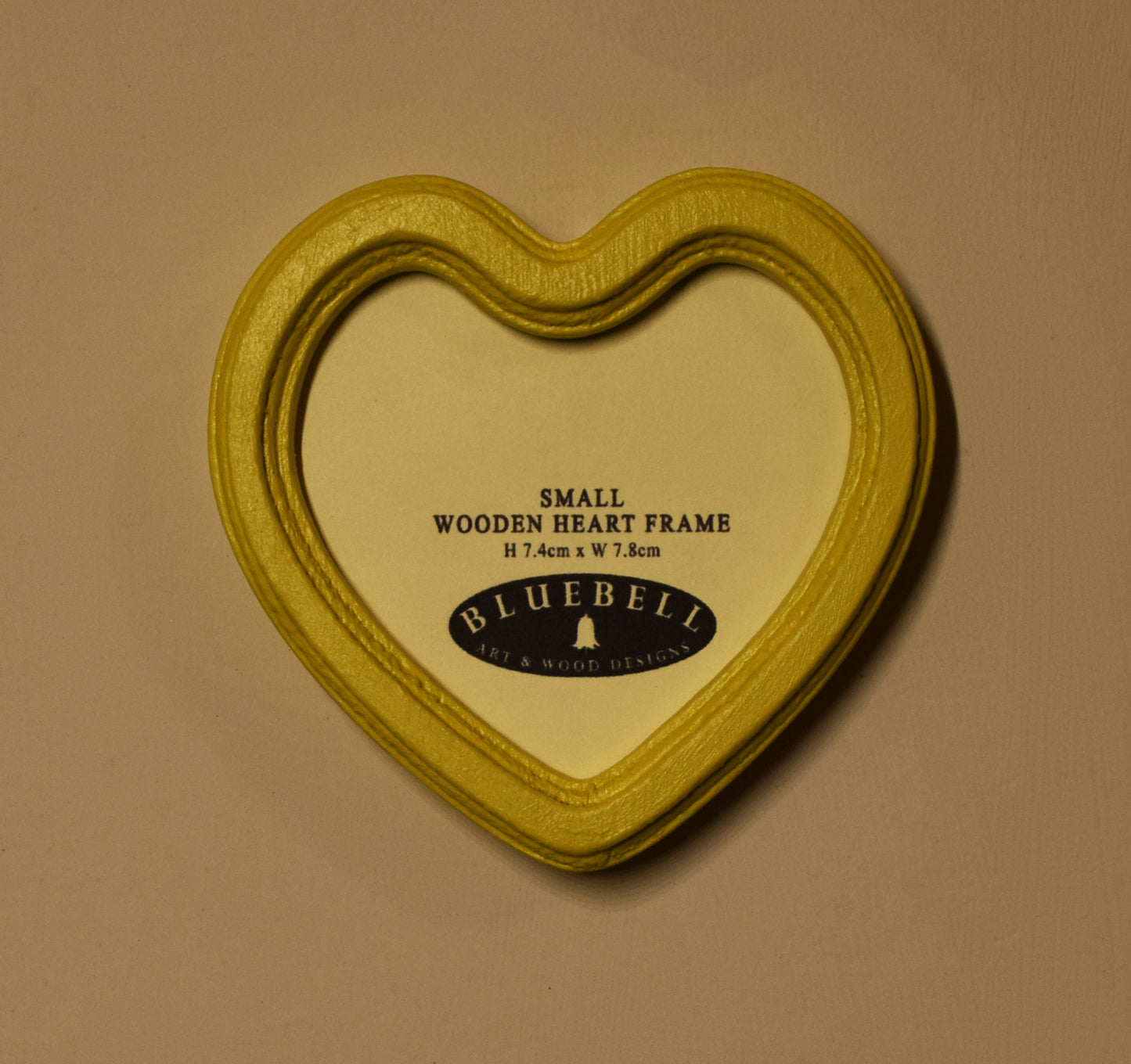 Yellow 3" x 3" Heart Handmade Wooden Photo Picture Frame