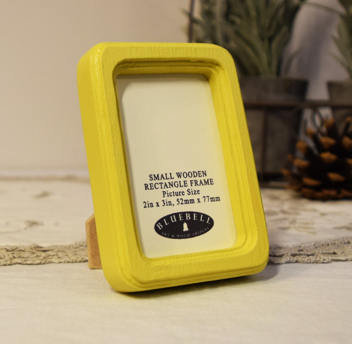 Yellow 2" x 3" Rectangle Handmade Wooden Photo Picture Frame