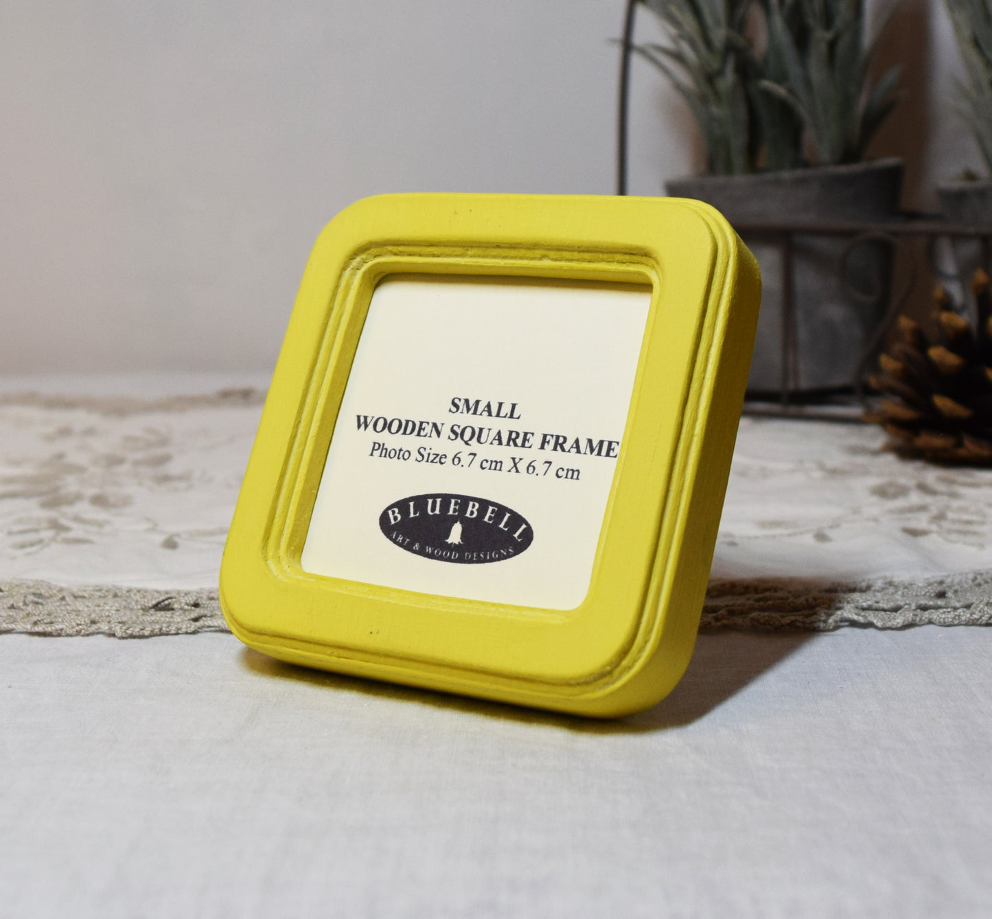 Yellow 2.5" x 2.5" Square Handmade Wooden Photo Picture Frame