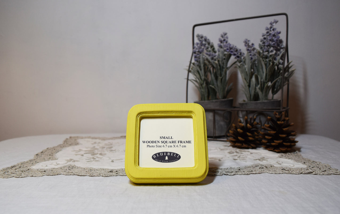 Yellow 2.5" x 2.5" Square Handmade Wooden Photo Picture Frame