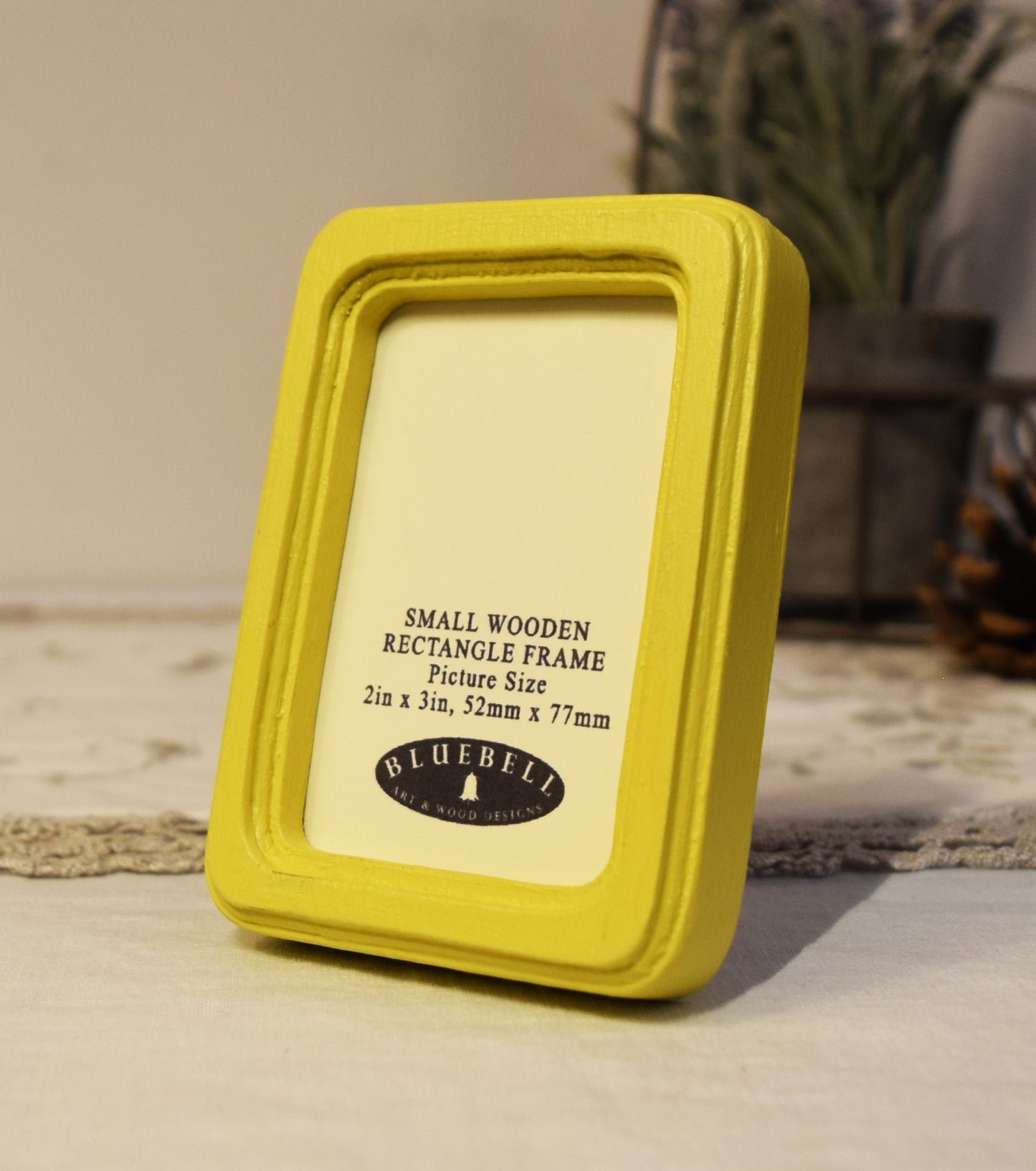 Yellow 2" x 3" Rectangle Handmade Wooden Photo Picture Frame