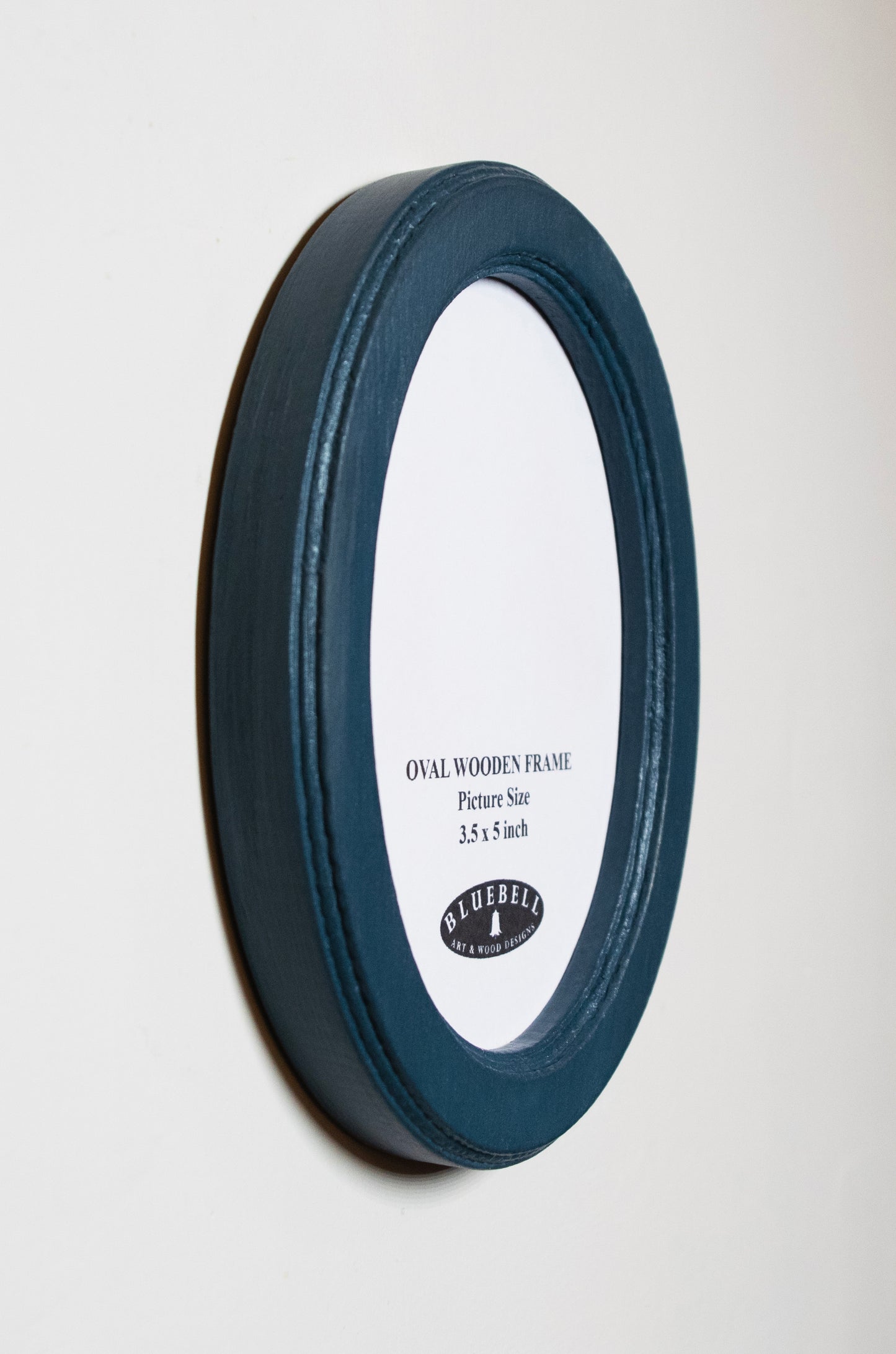 Teal Blue 3.5" x 5" Oval Handmade Wooden Photo Picture Frame