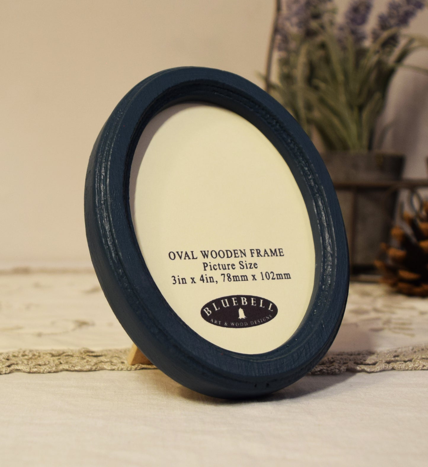 Teal Blue 3" x 4" Oval Handmade Wooden Photo Picture Frame