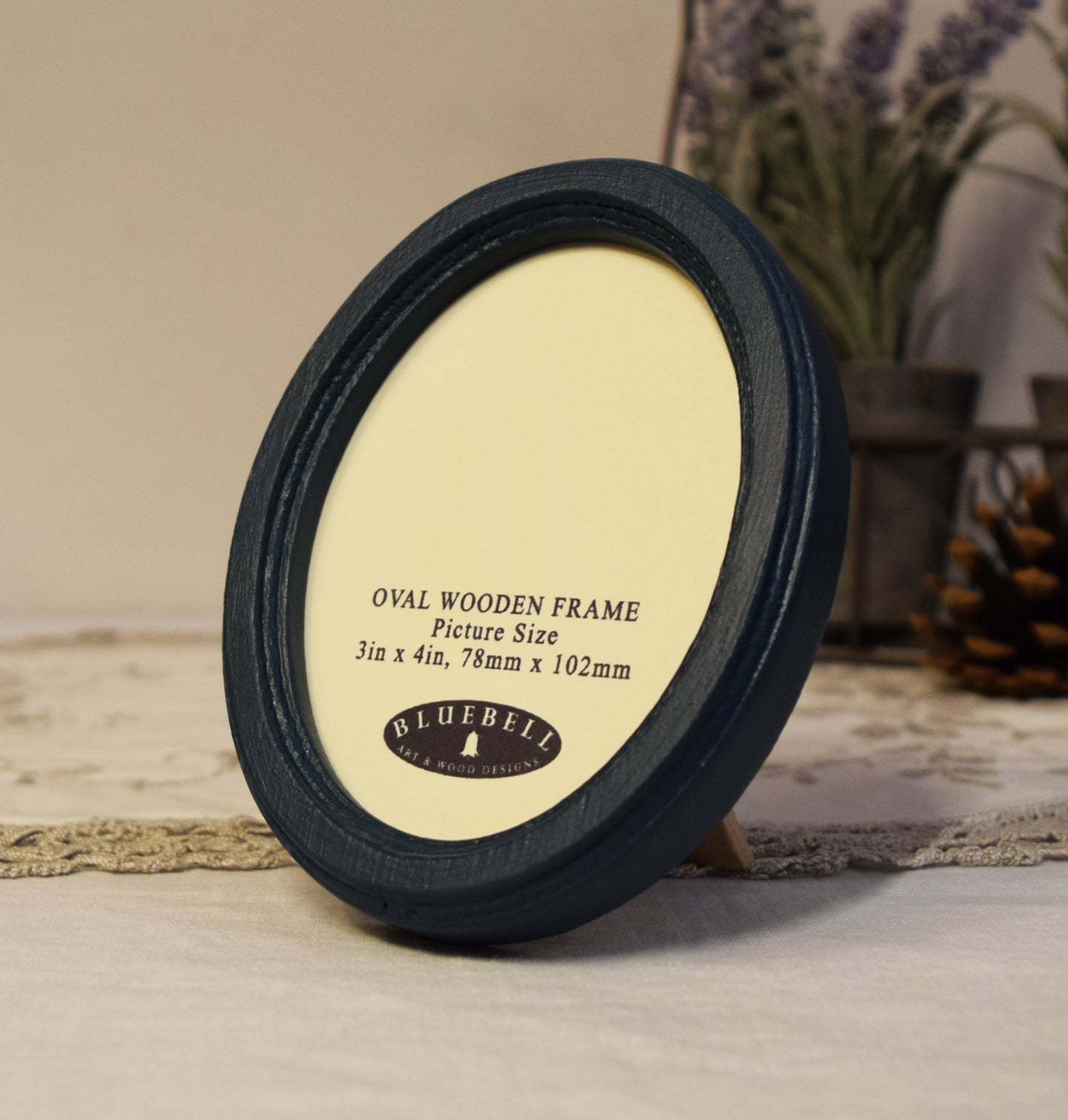 Teal Blue 3" x 4" Oval Handmade Wooden Photo Picture Frame