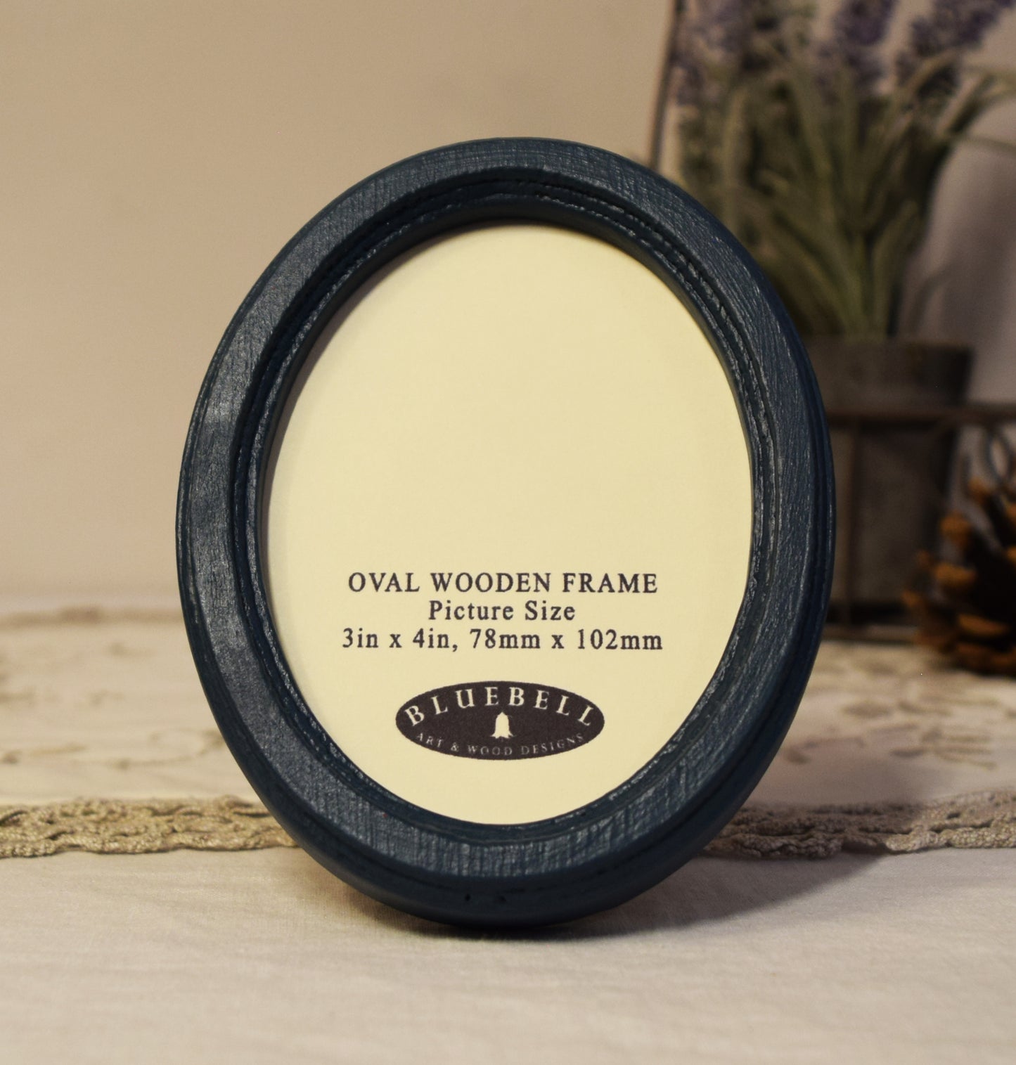 Teal Blue 3" x 4" Oval Handmade Wooden Photo Picture Frame