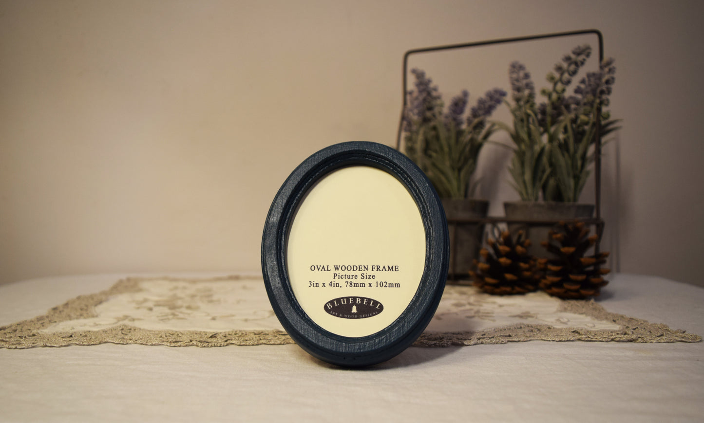 Teal Blue 3" x 4" Oval Handmade Wooden Photo Picture Frame