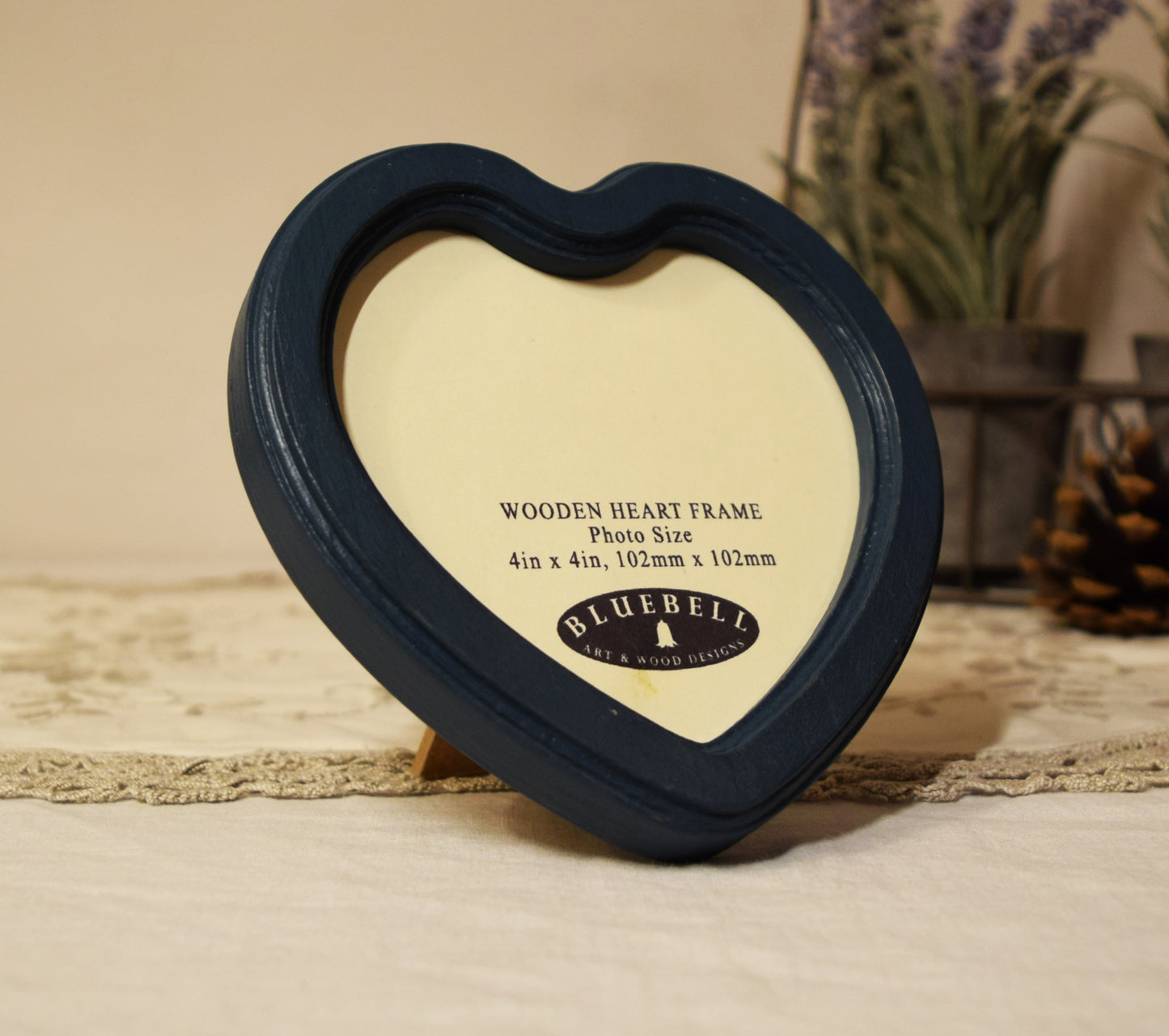 Teal Blue 4" x 4" Heart Handmade Wooden Photo Picture Frame