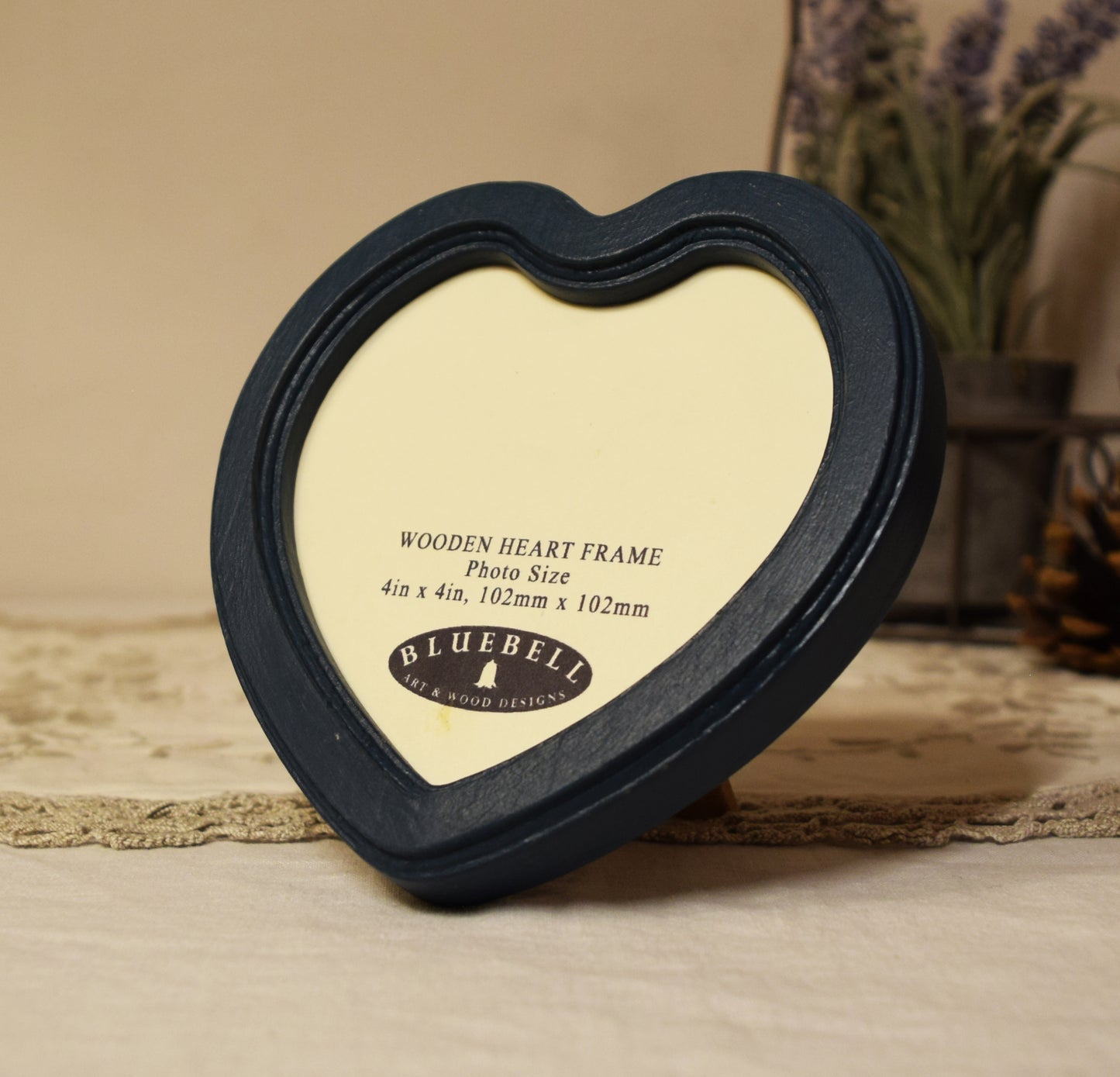 Teal Blue 4" x 4" Heart Handmade Wooden Photo Picture Frame