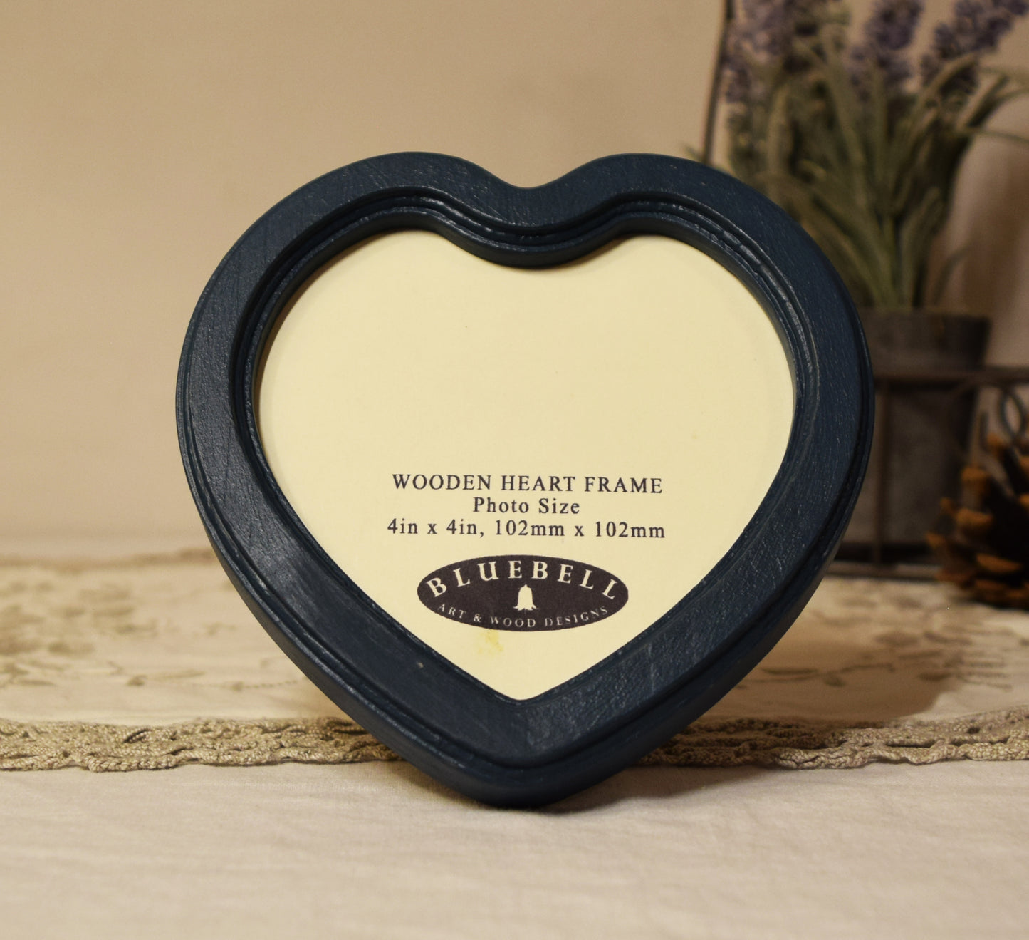 Teal Blue 4" x 4" Heart Handmade Wooden Photo Picture Frame