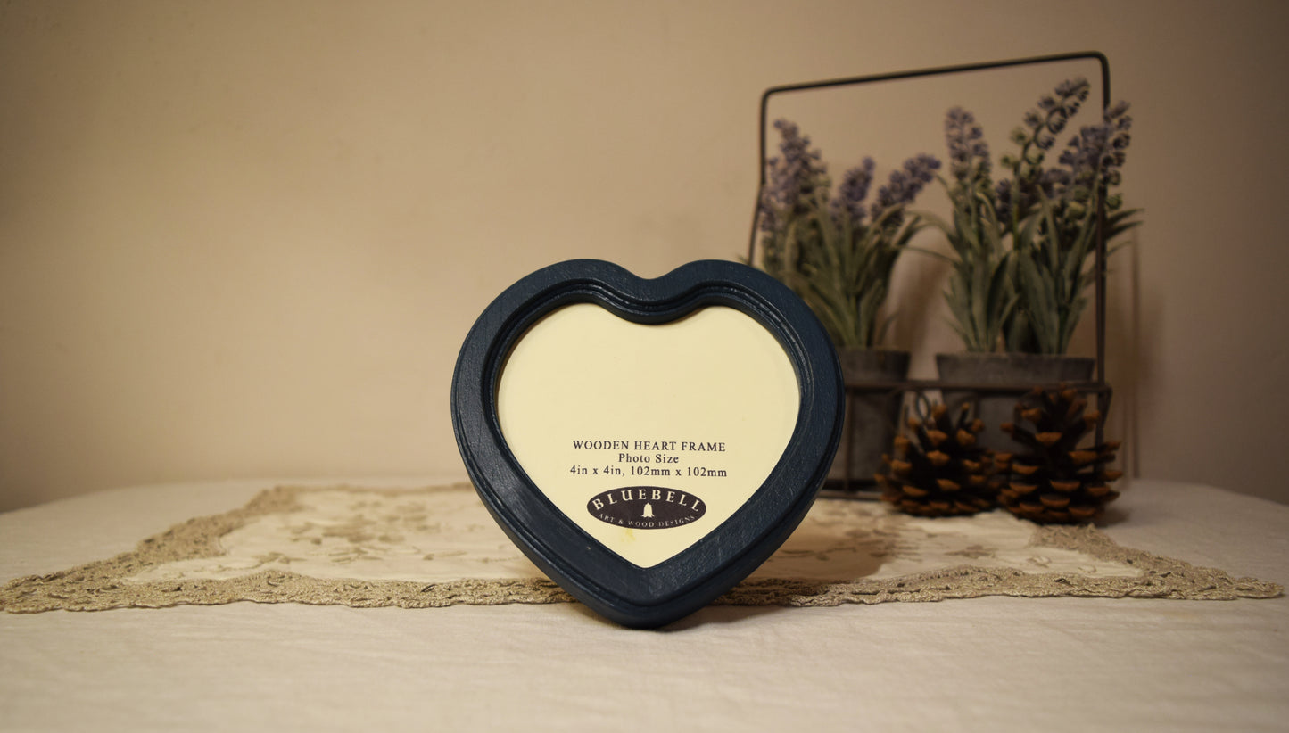 Teal Blue 4" x 4" Heart Handmade Wooden Photo Picture Frame