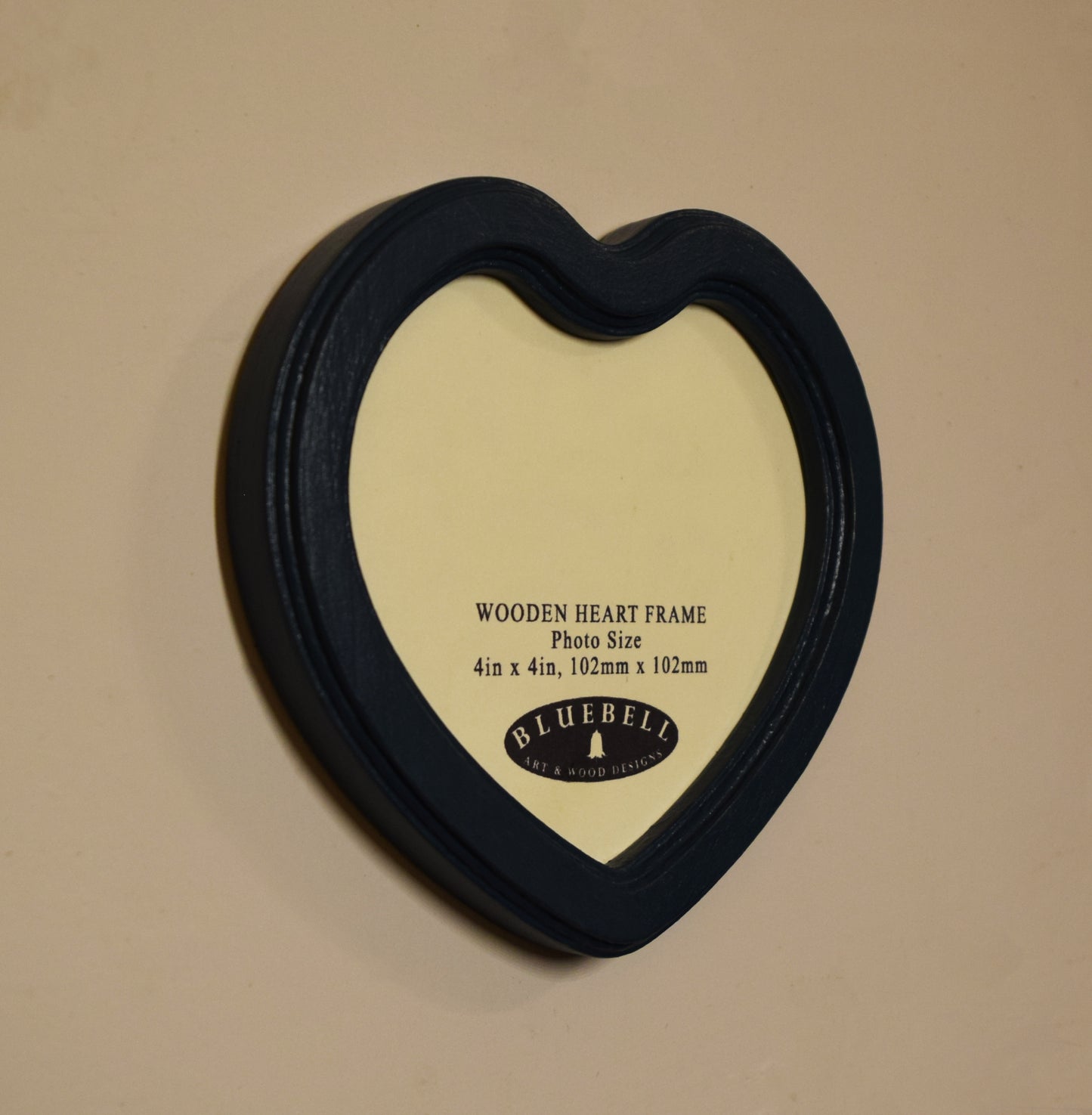 Teal Blue 4" x 4" Heart Handmade Wooden Photo Picture Frame