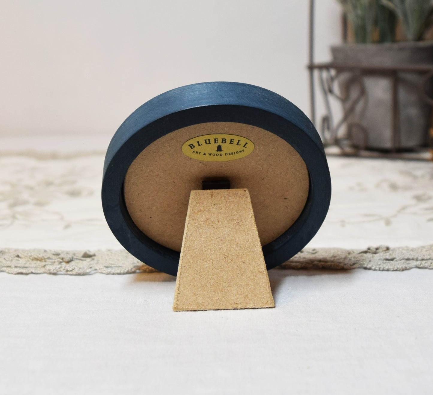 Teal Blue 2.5" x 2.5" Round Handmade Wooden Photo Picture Frame