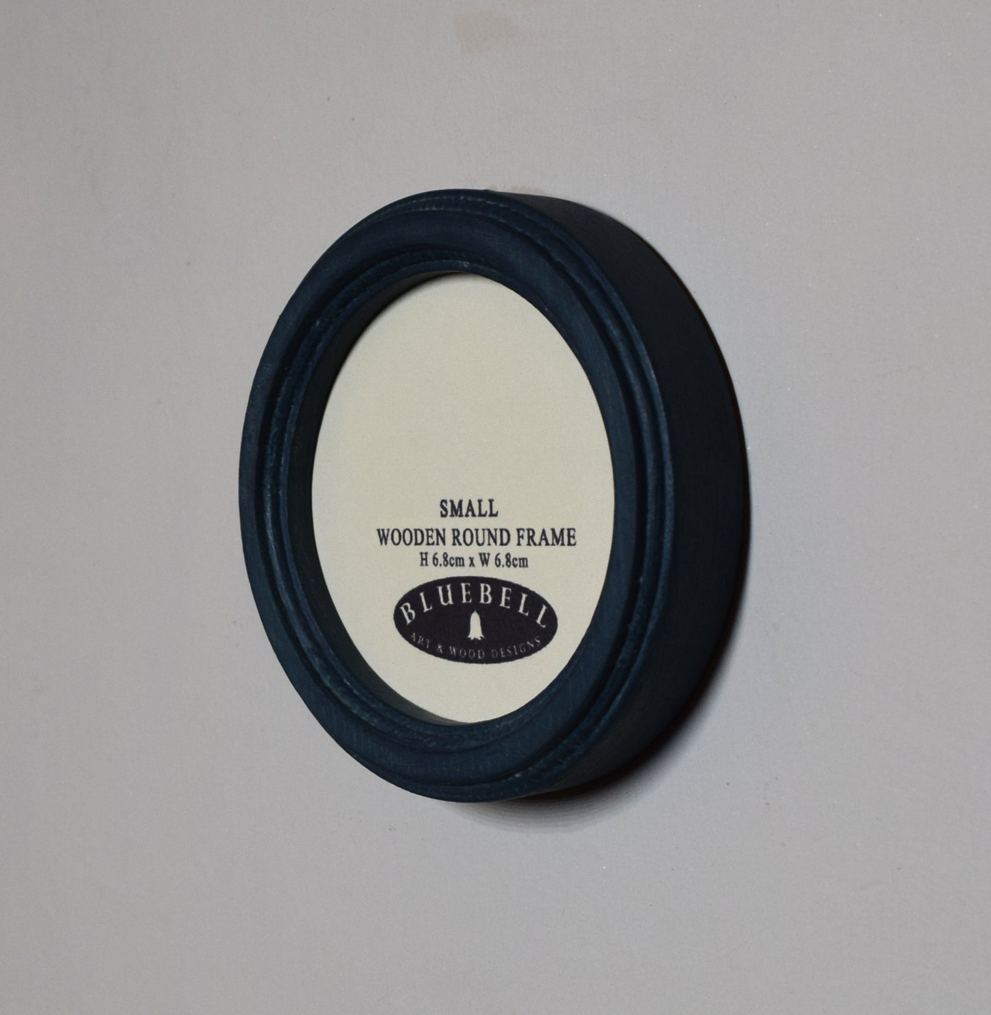 Teal Blue 2.5" x 2.5" Round Handmade Wooden Photo Picture Frame