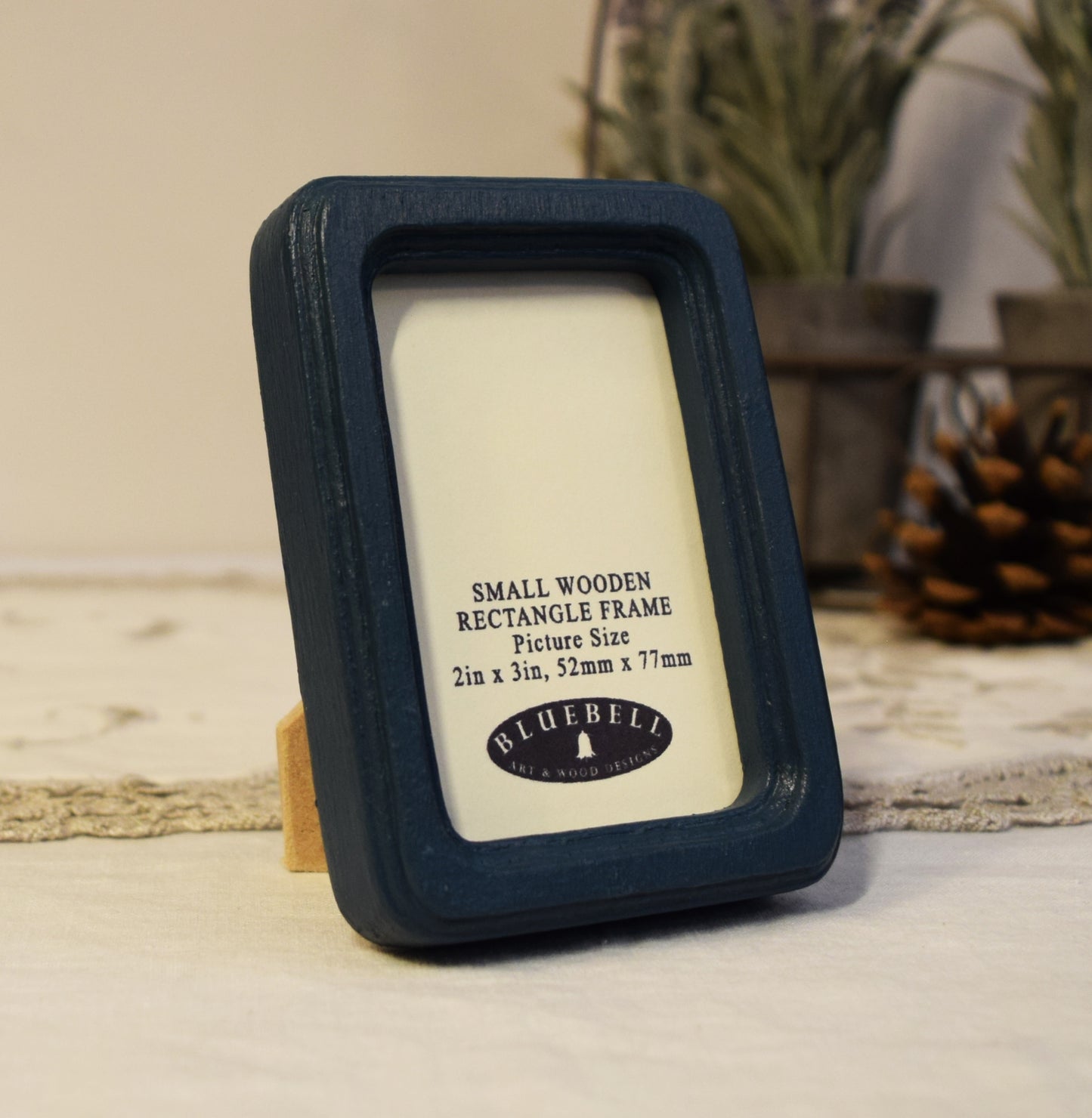 Teal Blue 2" x 3" Rectangle Handmade Wooden Photo Picture Frame