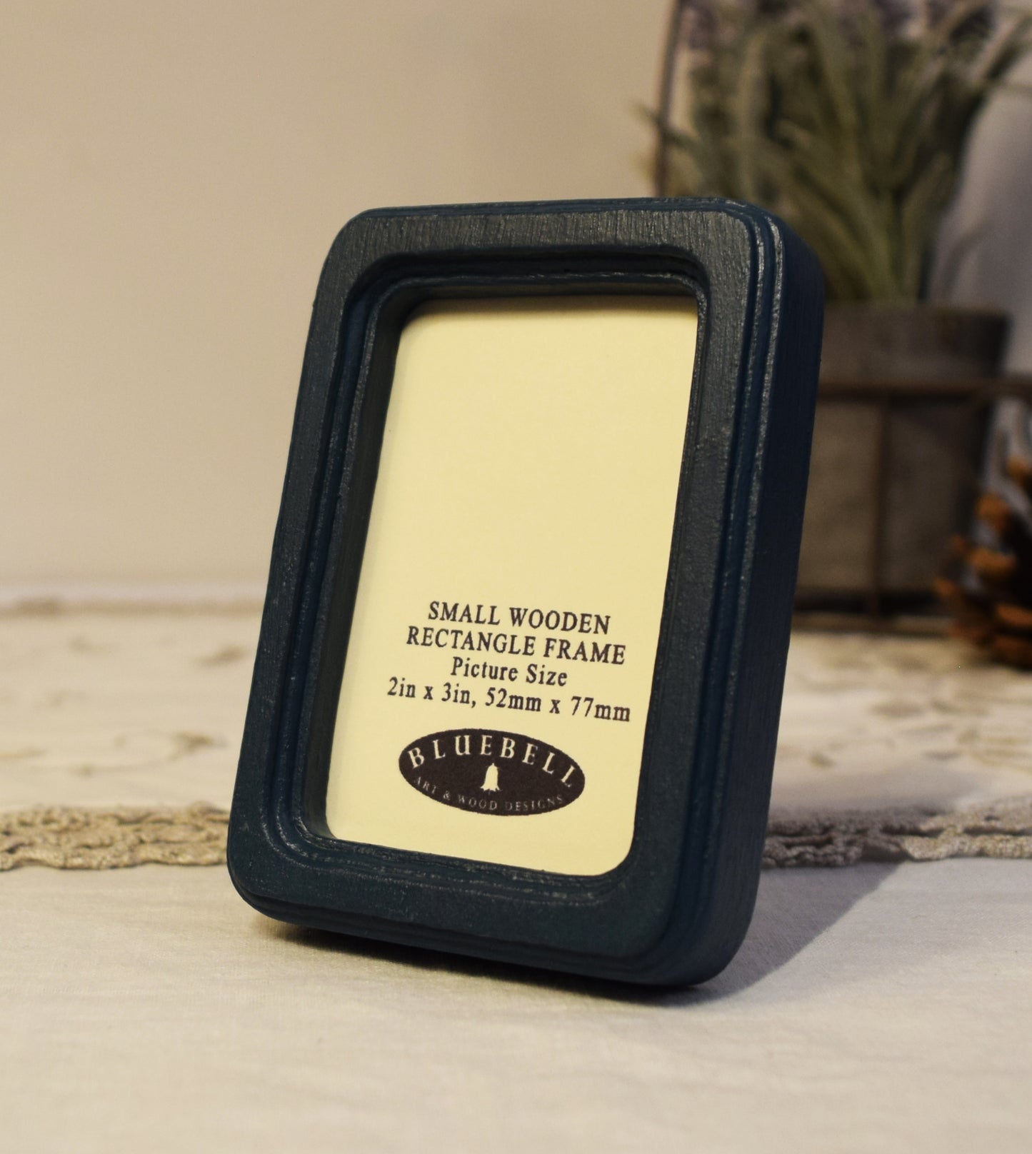 Teal Blue 2" x 3" Rectangle Handmade Wooden Photo Picture Frame