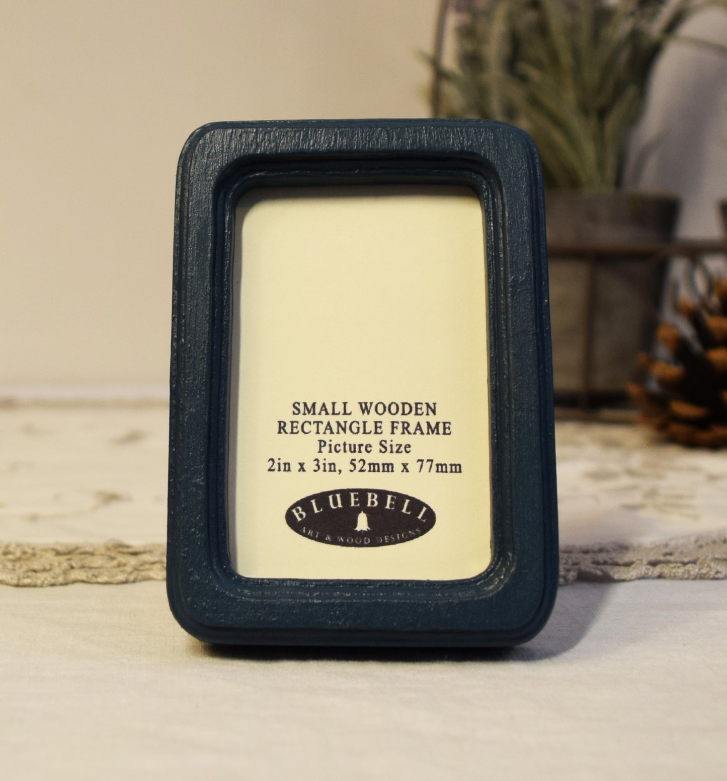 Teal Blue 2" x 3" Rectangle Handmade Wooden Photo Picture Frame