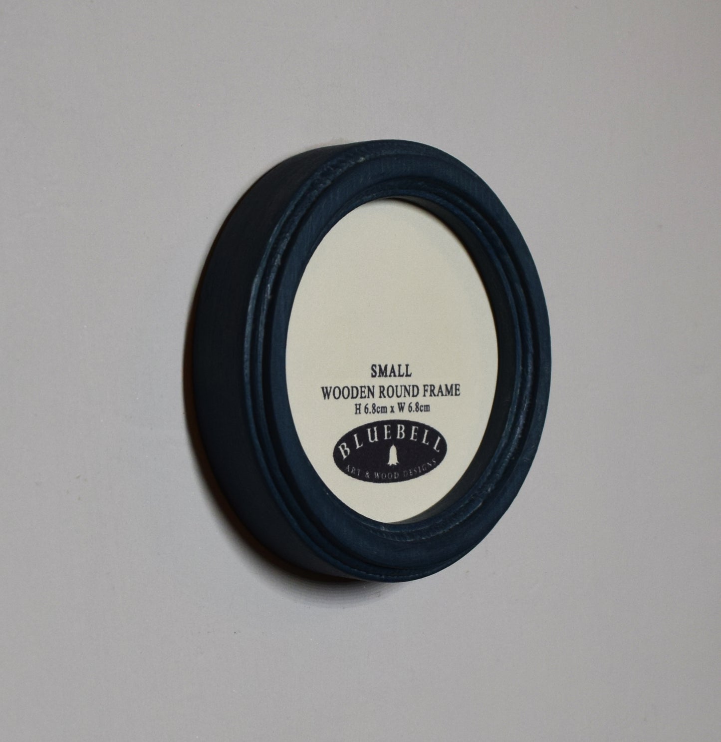 Teal Blue 2.5" x 2.5" Round Handmade Wooden Photo Picture Frame